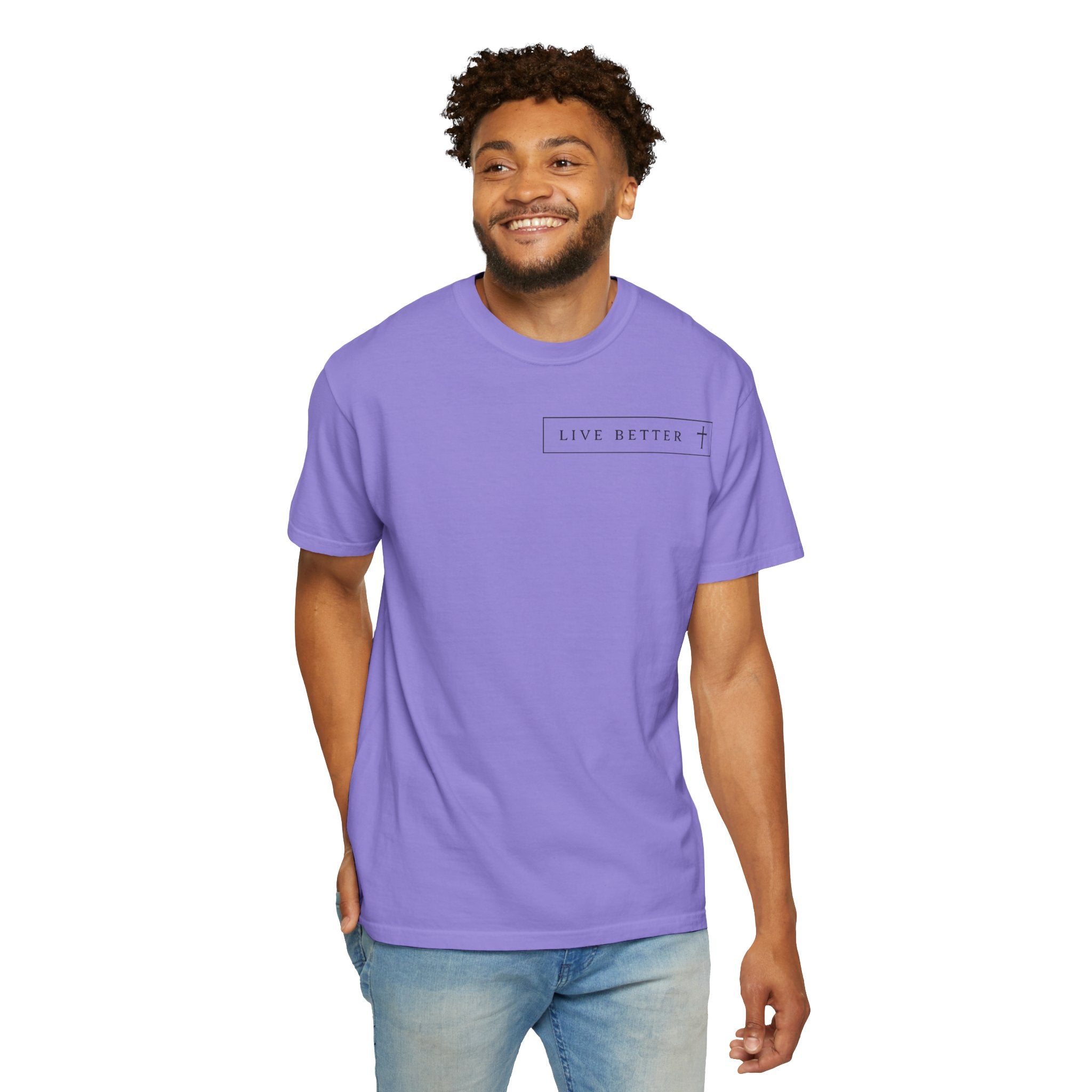 Camiseta de hombre, Vive la vida a tu manera, Letras negras,