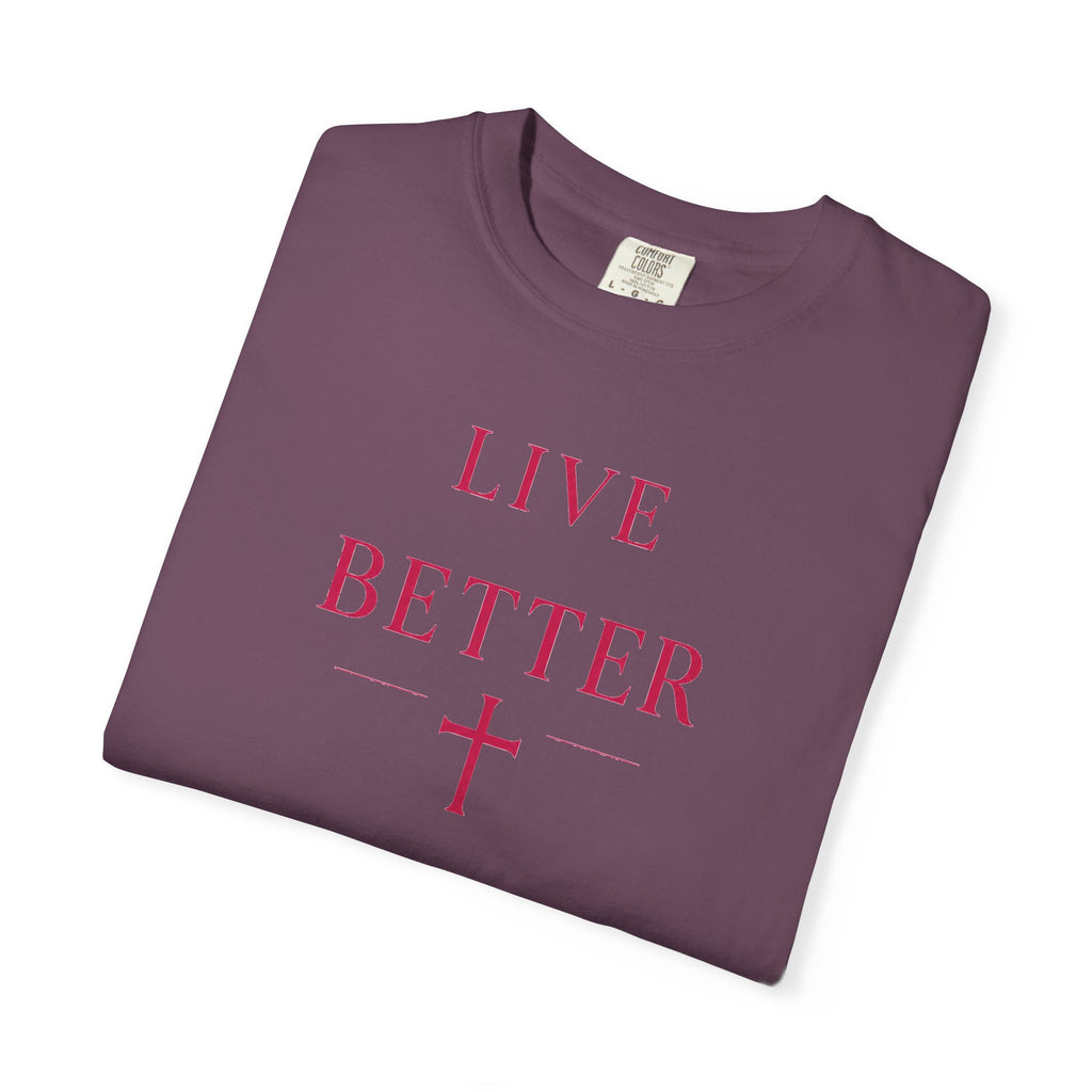 Camiseta "Live Better" para hombre - Camiseta inspiradora minimalista con cruz
