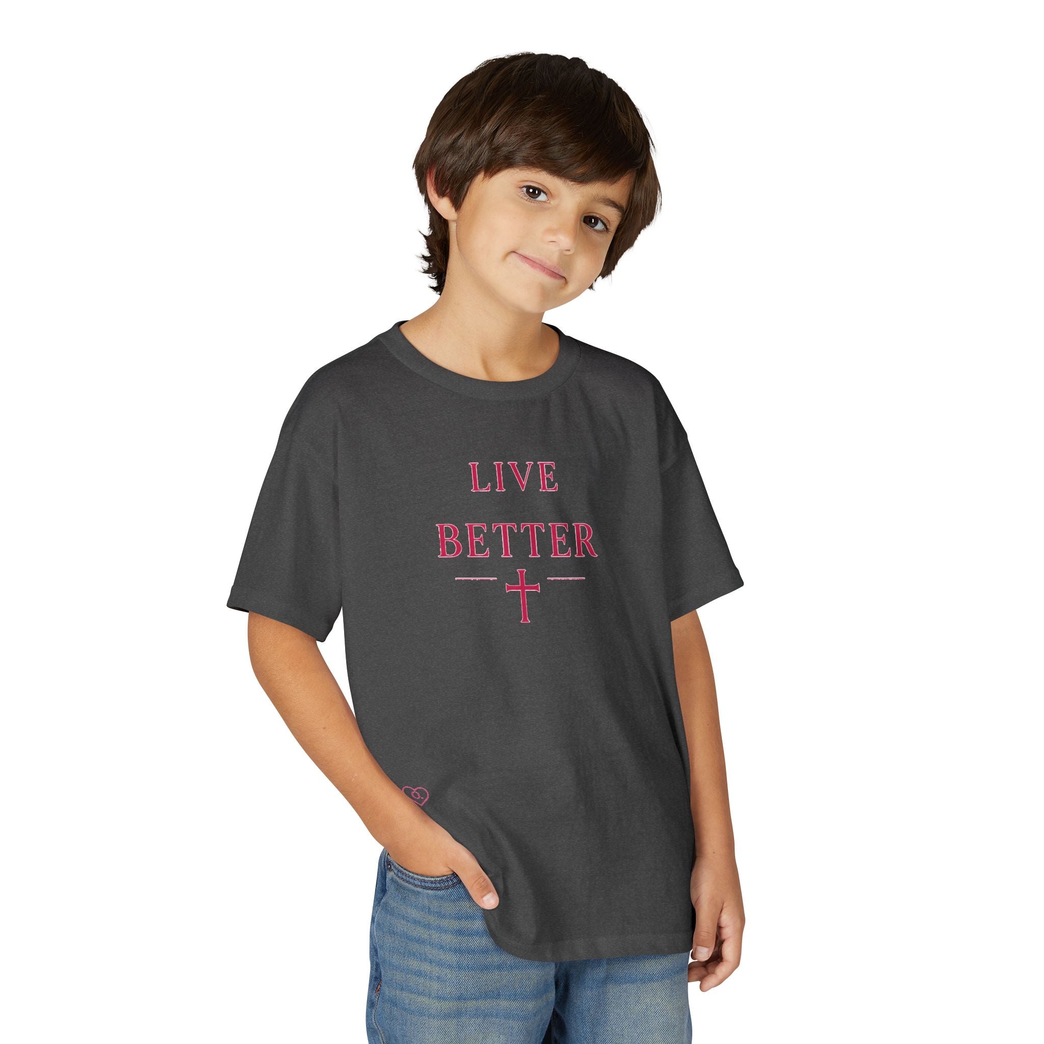 Camiseta juvenil — Camiseta rosa "Vive mejor" de Faith