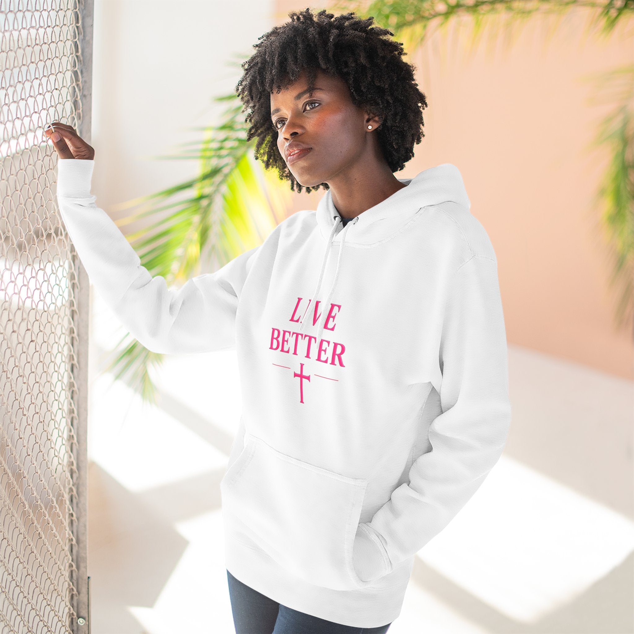 Women's Live Better, "Walk with Faith," Cross Hoodie — Faith-Inspired Inspirational Pullover