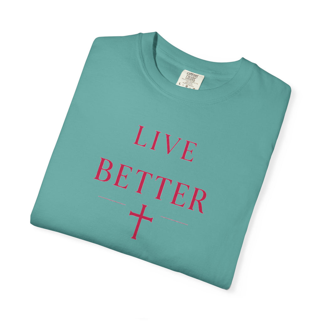 Camiseta "Live Better" para hombre - Camiseta inspiradora minimalista con cruz