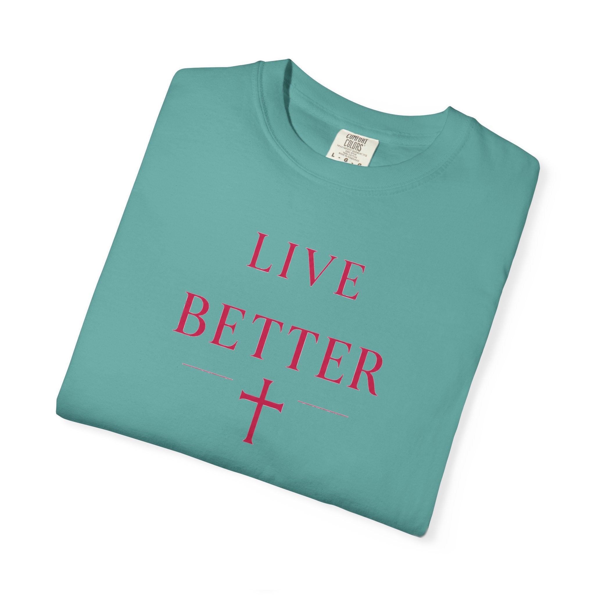 Camiseta "Live Better" para hombre - Camiseta inspiradora minimalista con cruz