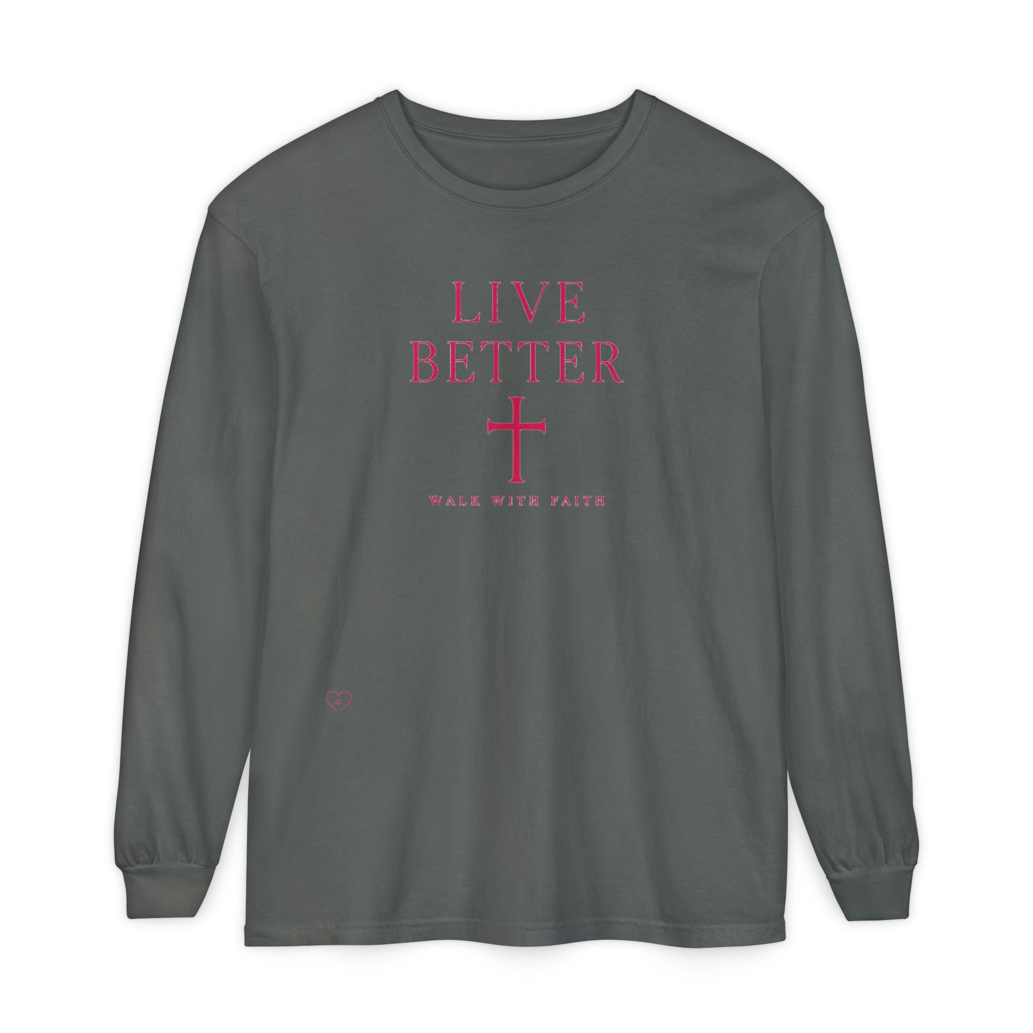 Camiseta de manga larga unisex con cruz "Vive Mejor" — Camiseta cristiana "Camina con fe"