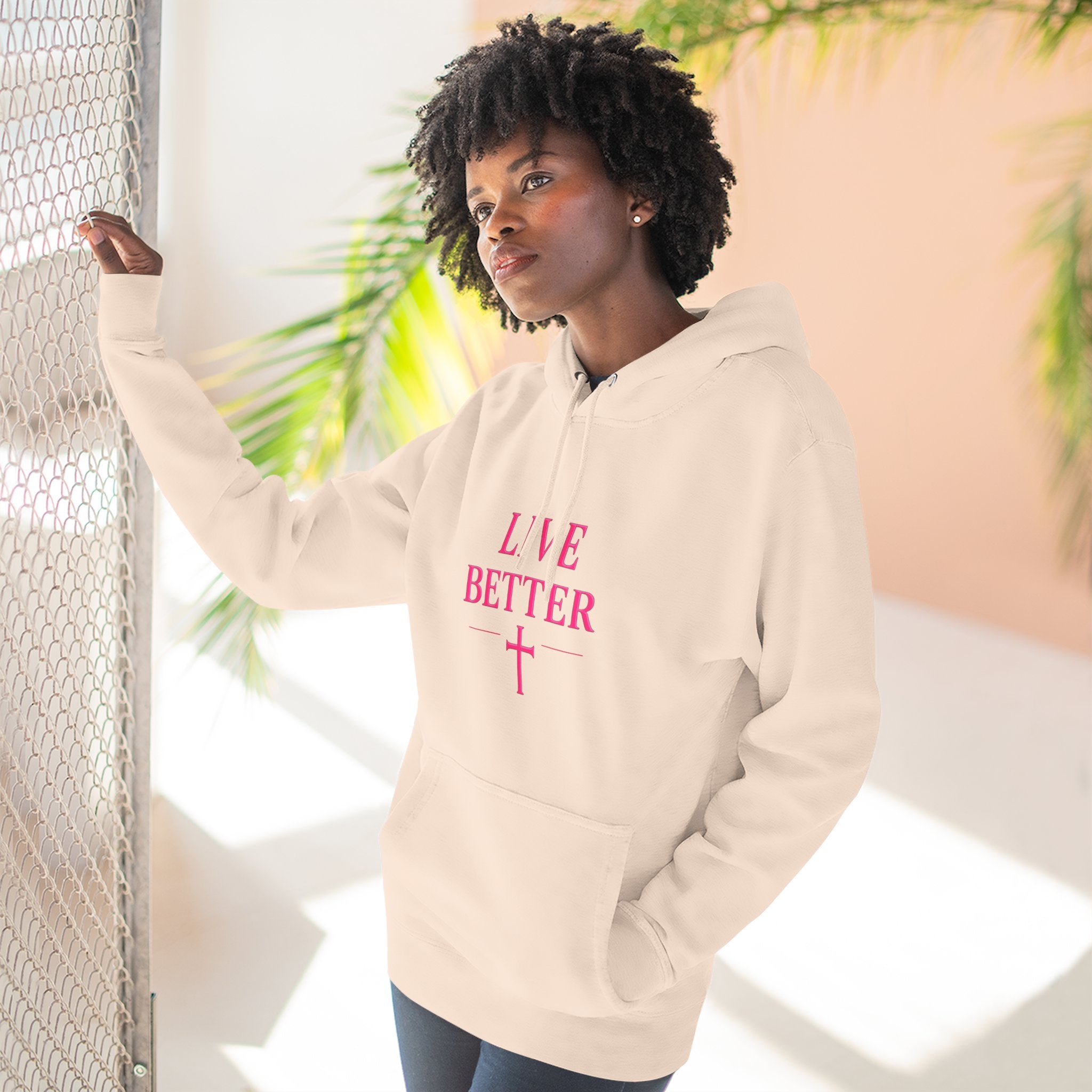 Women's Live Better, "Walk with Faith," Cross Hoodie — Faith-Inspired Inspirational Pullover
