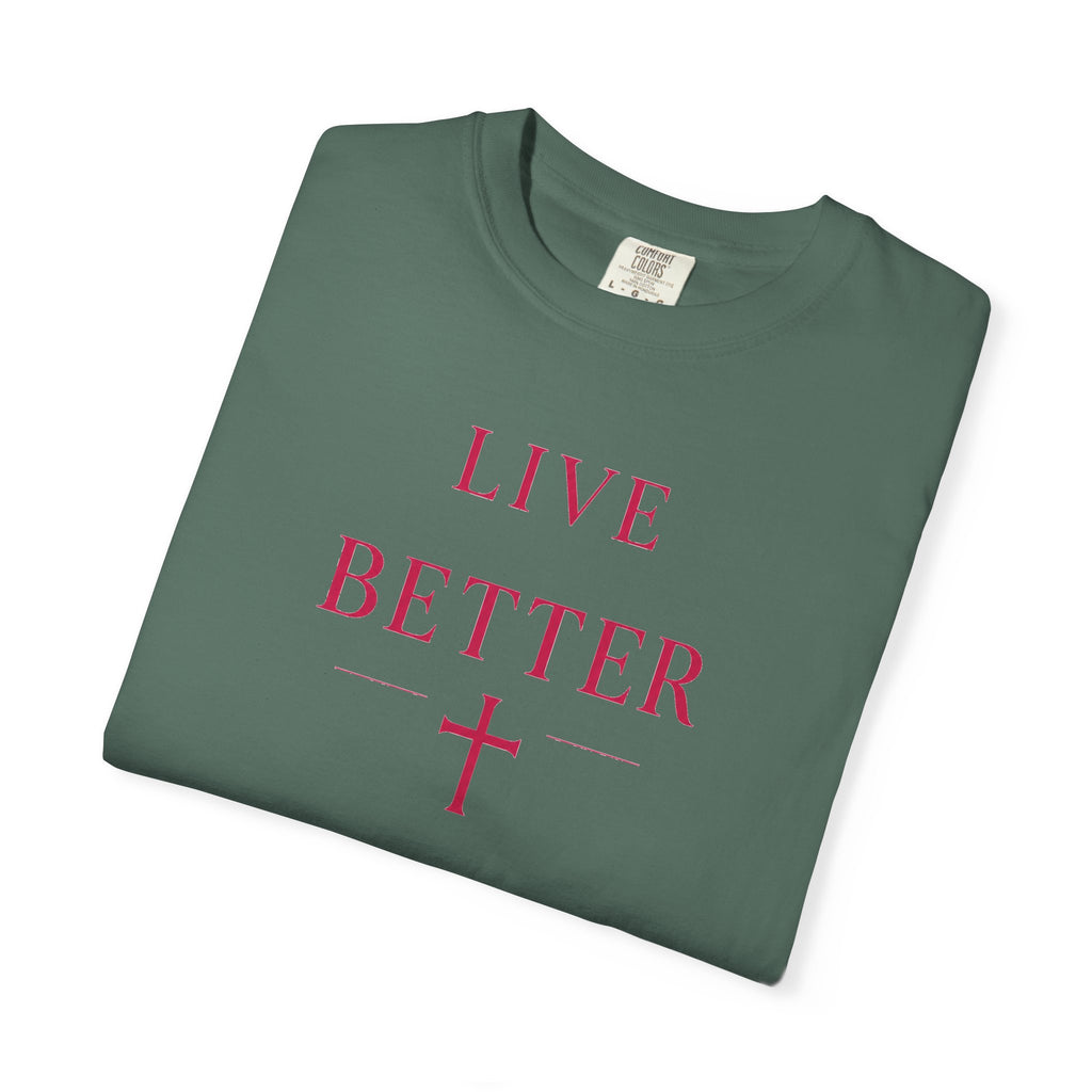 Camiseta "Live Better" para hombre - Camiseta inspiradora minimalista con cruz