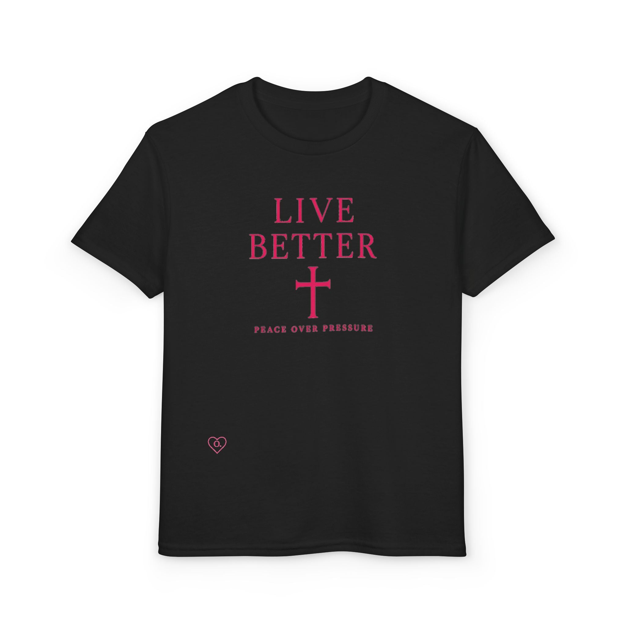 Camiseta juvenil "Vive mejor la paz que la presión" - Pink Faith