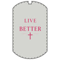 Placa de identificación Live Better para perro — Placa de collar de cruz inspiradora con cadena