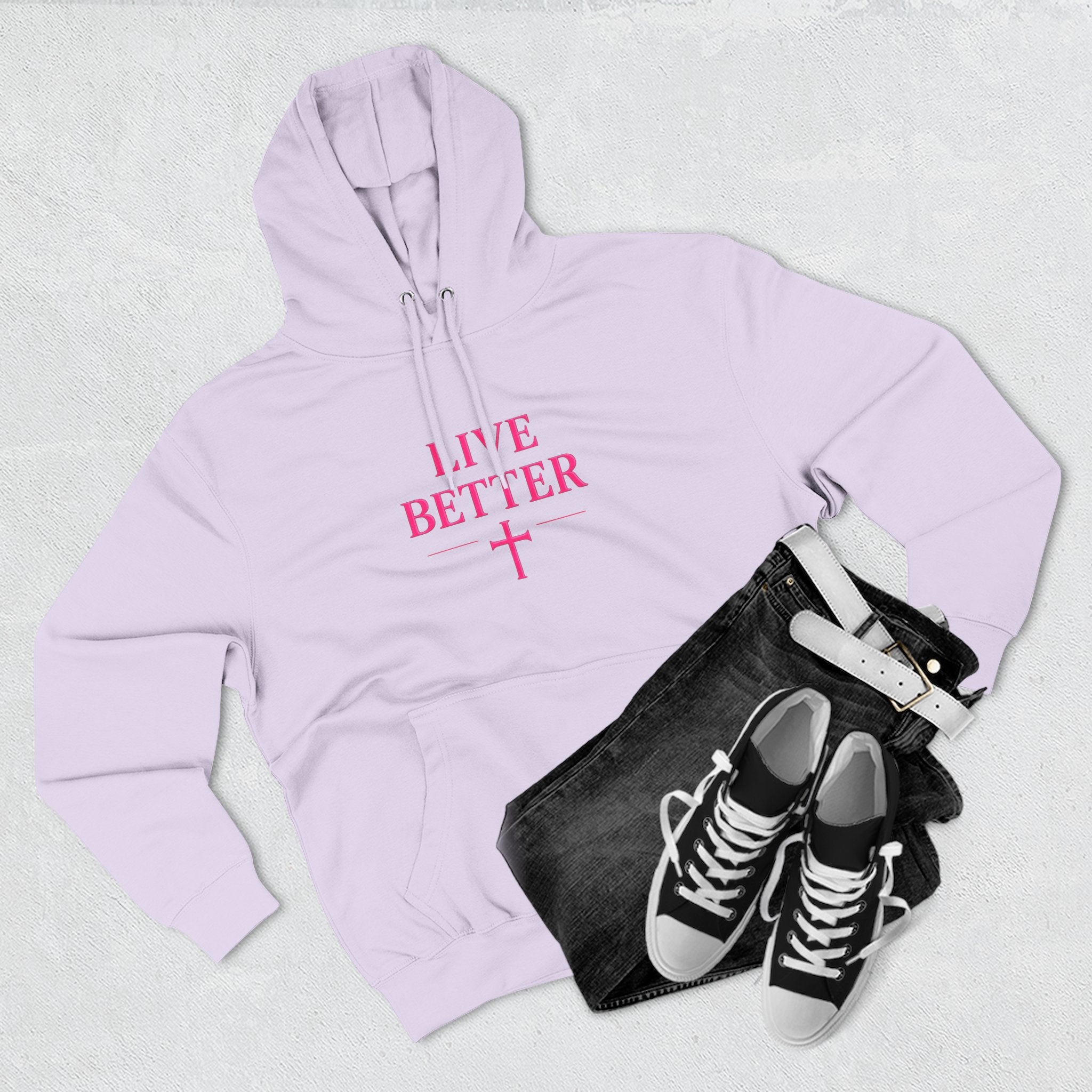 Women's Live Better, "Walk with Faith," Cross Hoodie — Faith-Inspired Inspirational Pullover