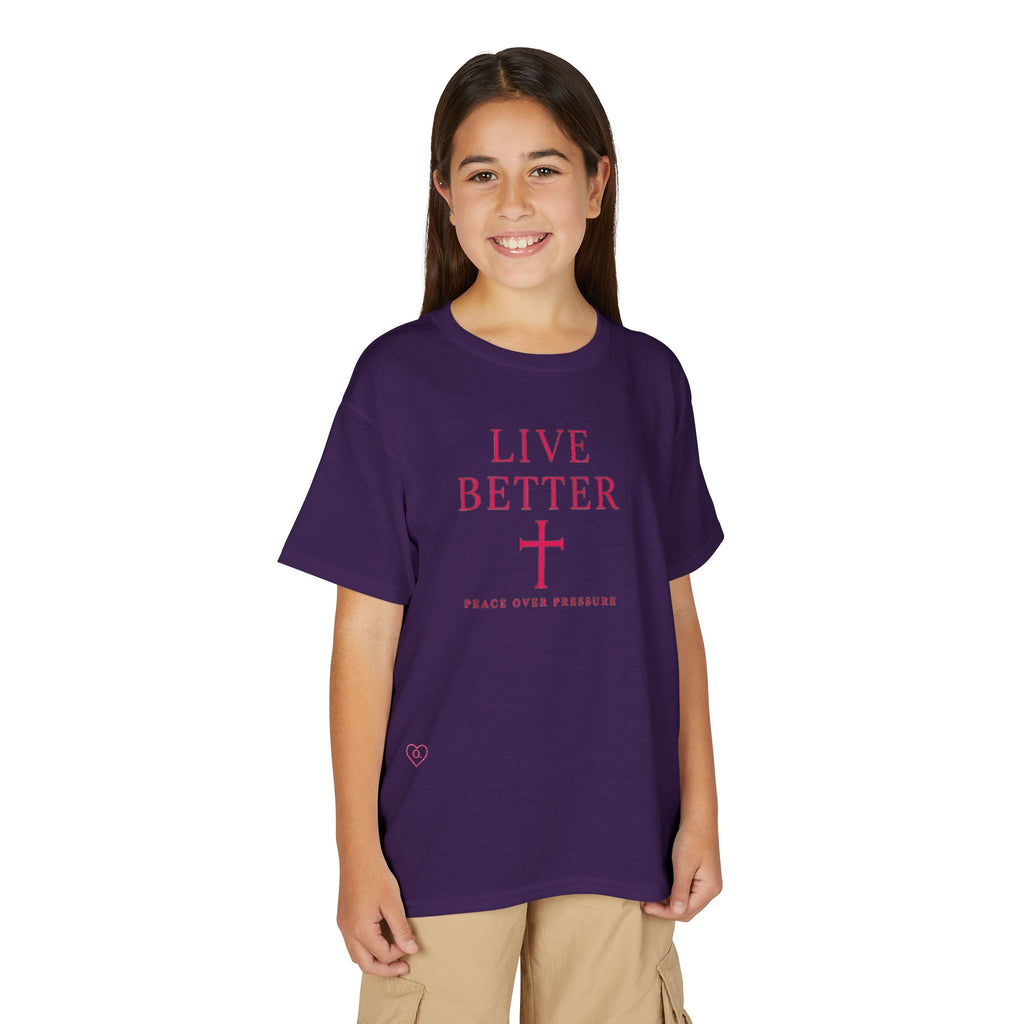 Camiseta juvenil "Vive mejor la paz que la presión" - Pink Faith