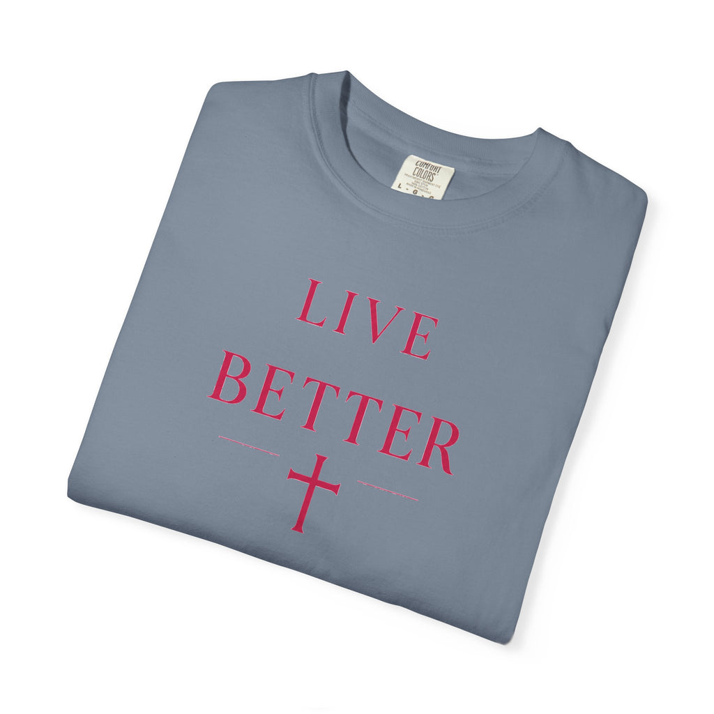 Camiseta "Live Better" para hombre - Camiseta inspiradora minimalista con cruz