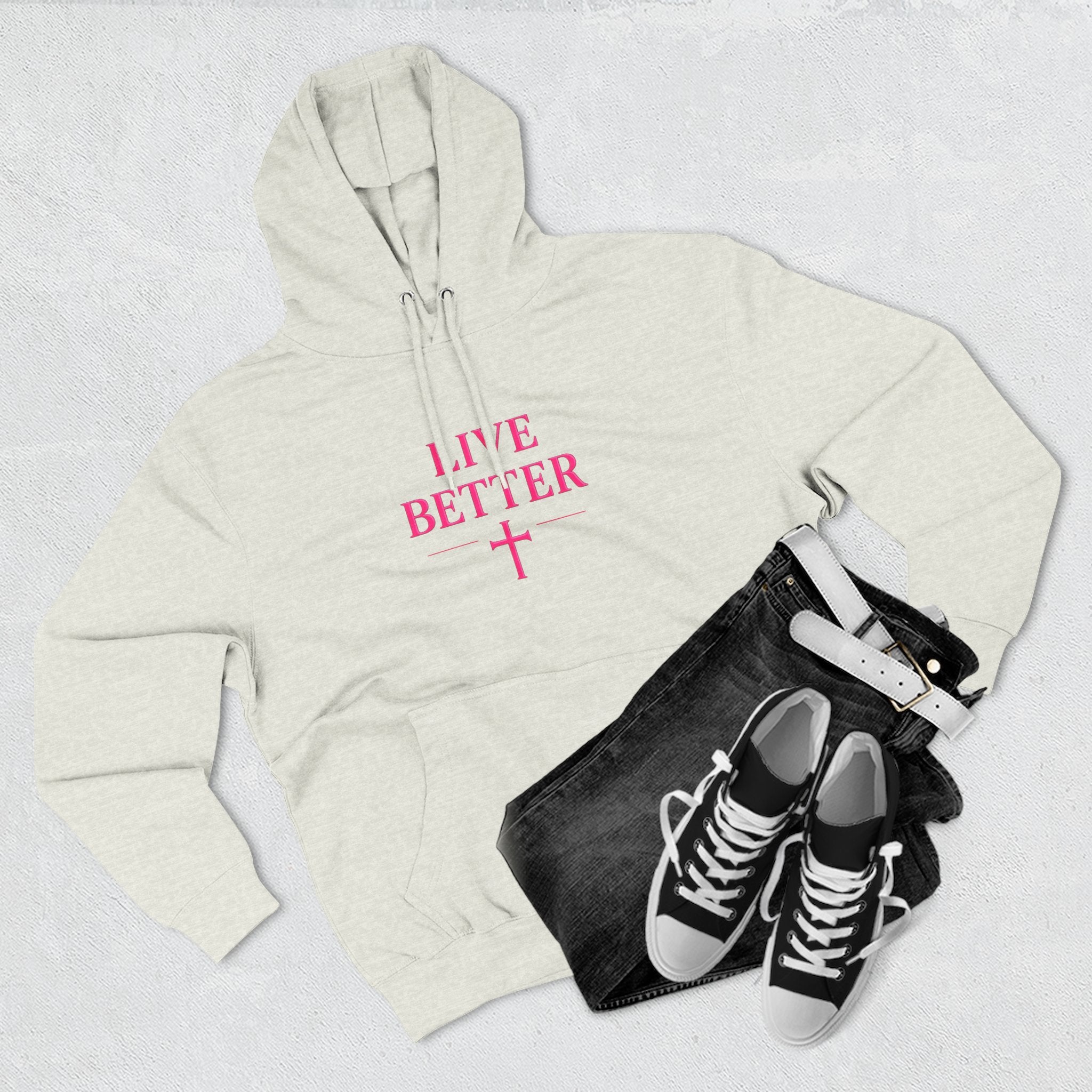 Women's Live Better, "Walk with Faith," Cross Hoodie — Faith-Inspired Inspirational Pullover