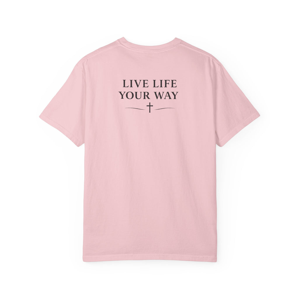 Camiseta de hombre, Vive la vida a tu manera, Letras negras,