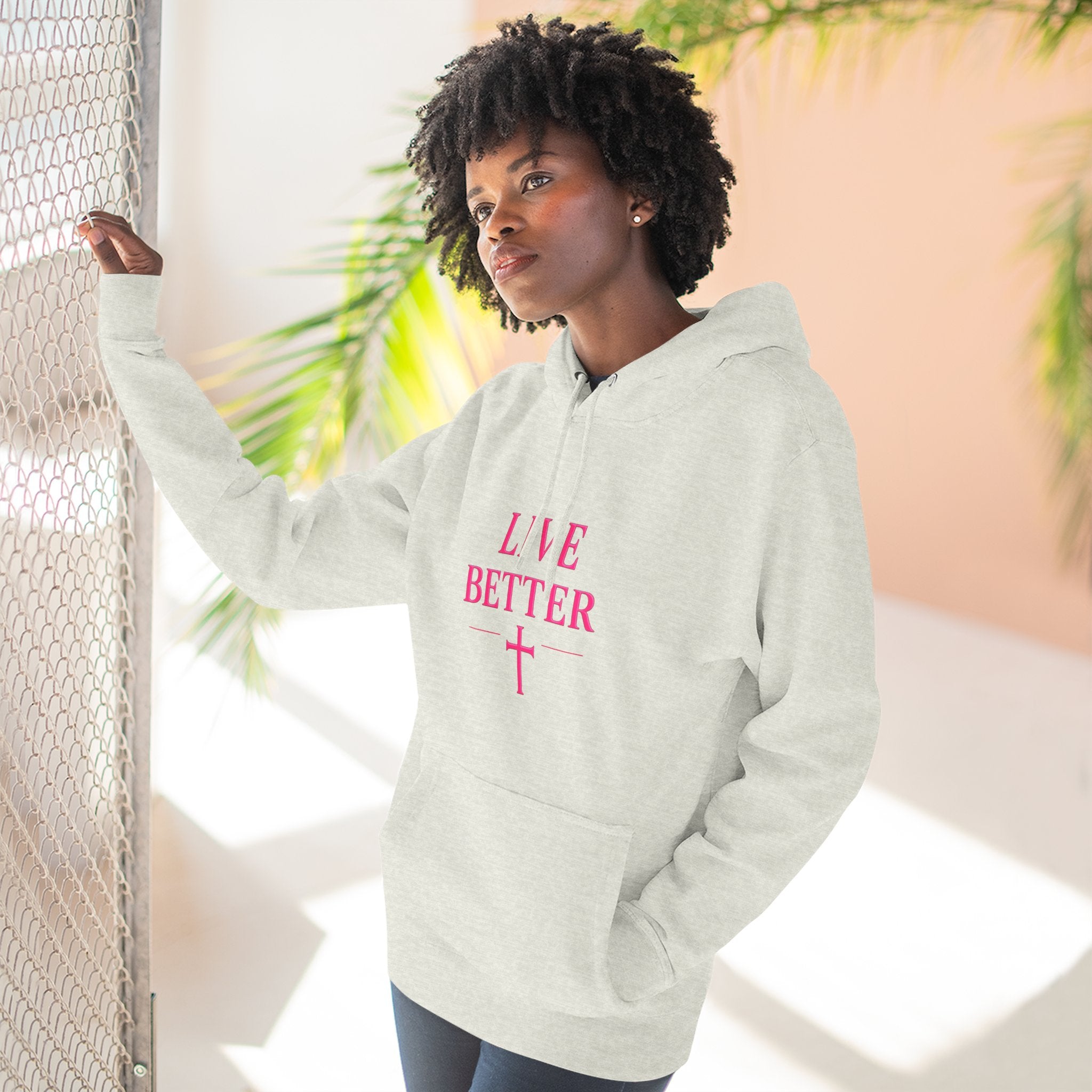 Women's Live Better, "Walk with Faith," Cross Hoodie — Faith-Inspired Inspirational Pullover