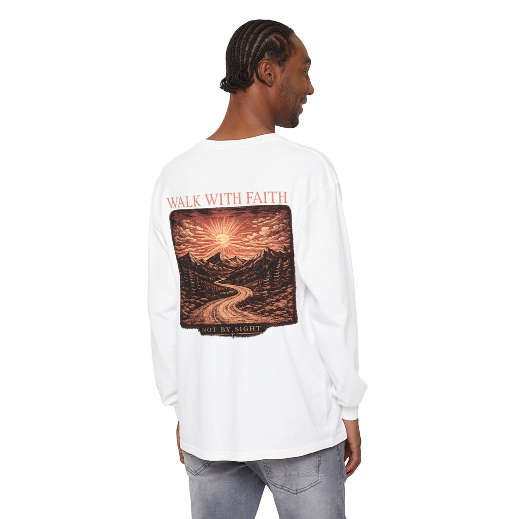 Camiseta de manga larga unisex con cruz "Vive Mejor" — Camiseta cristiana "Camina con fe"