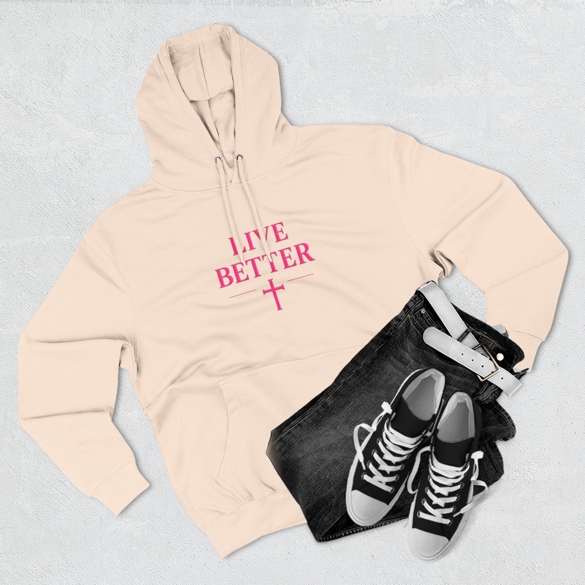 Women's Live Better, "Walk with Faith," Cross Hoodie — Faith-Inspired Inspirational Pullover