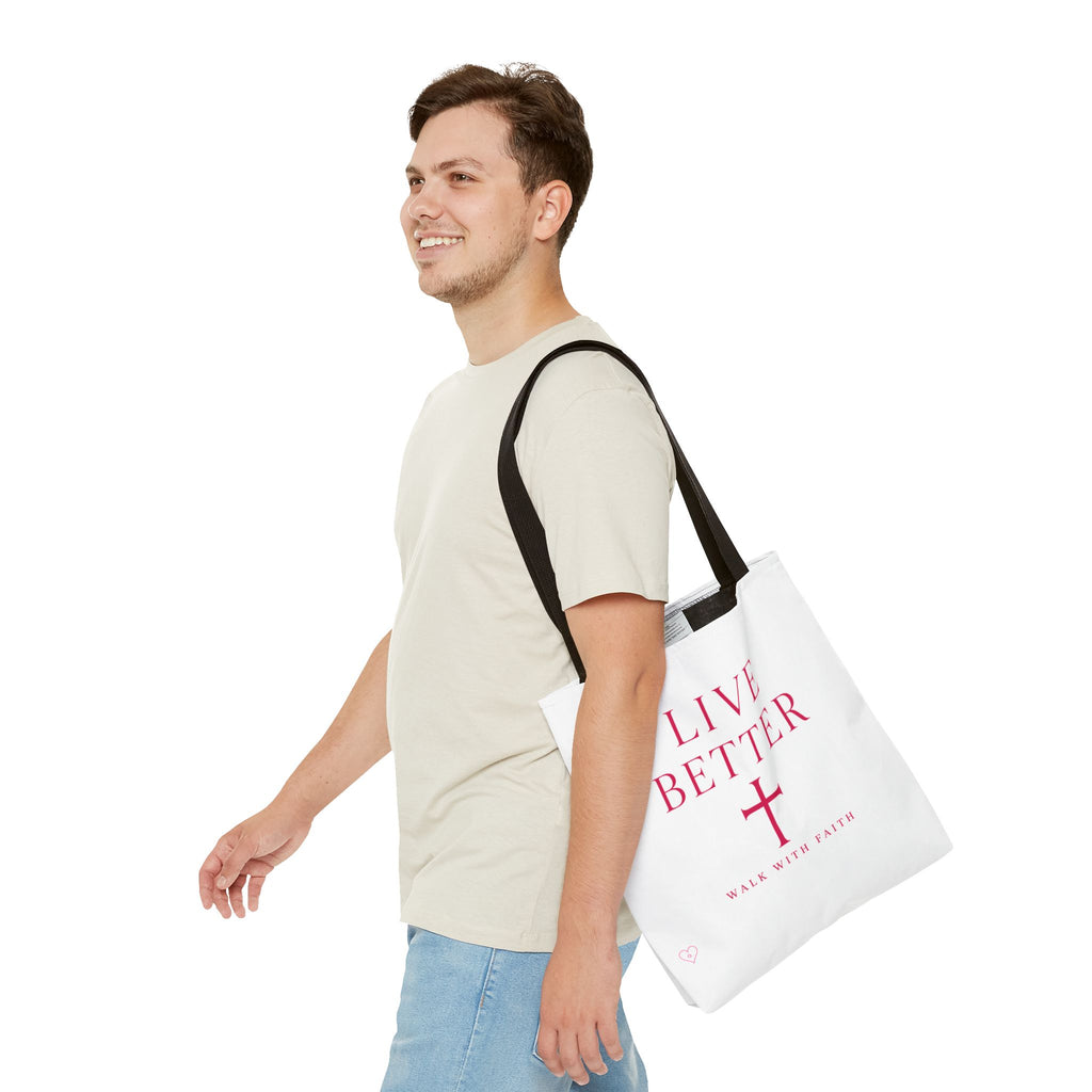 Bolso cruzado Live Better - Tote cristiano inspirador "Camina con fe"