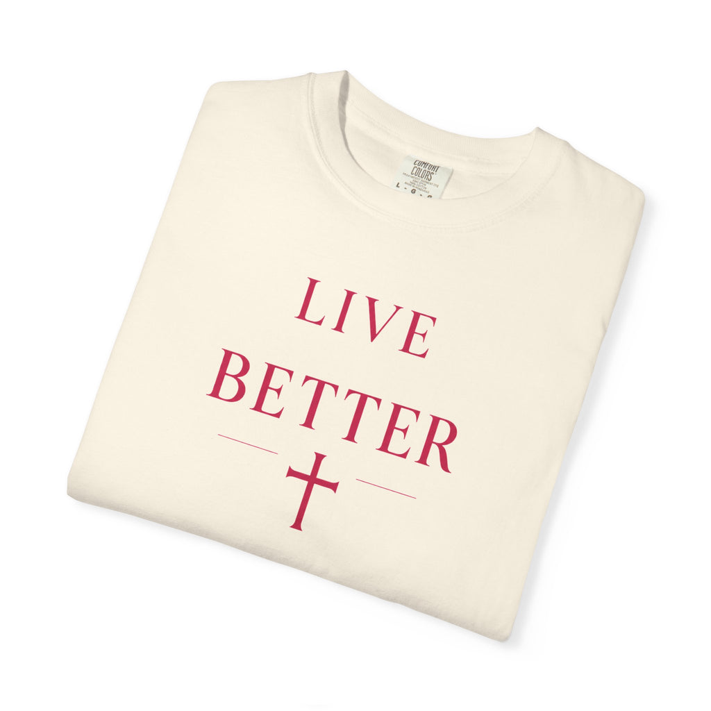 Camiseta "Live Better" para hombre - Camiseta inspiradora minimalista con cruz