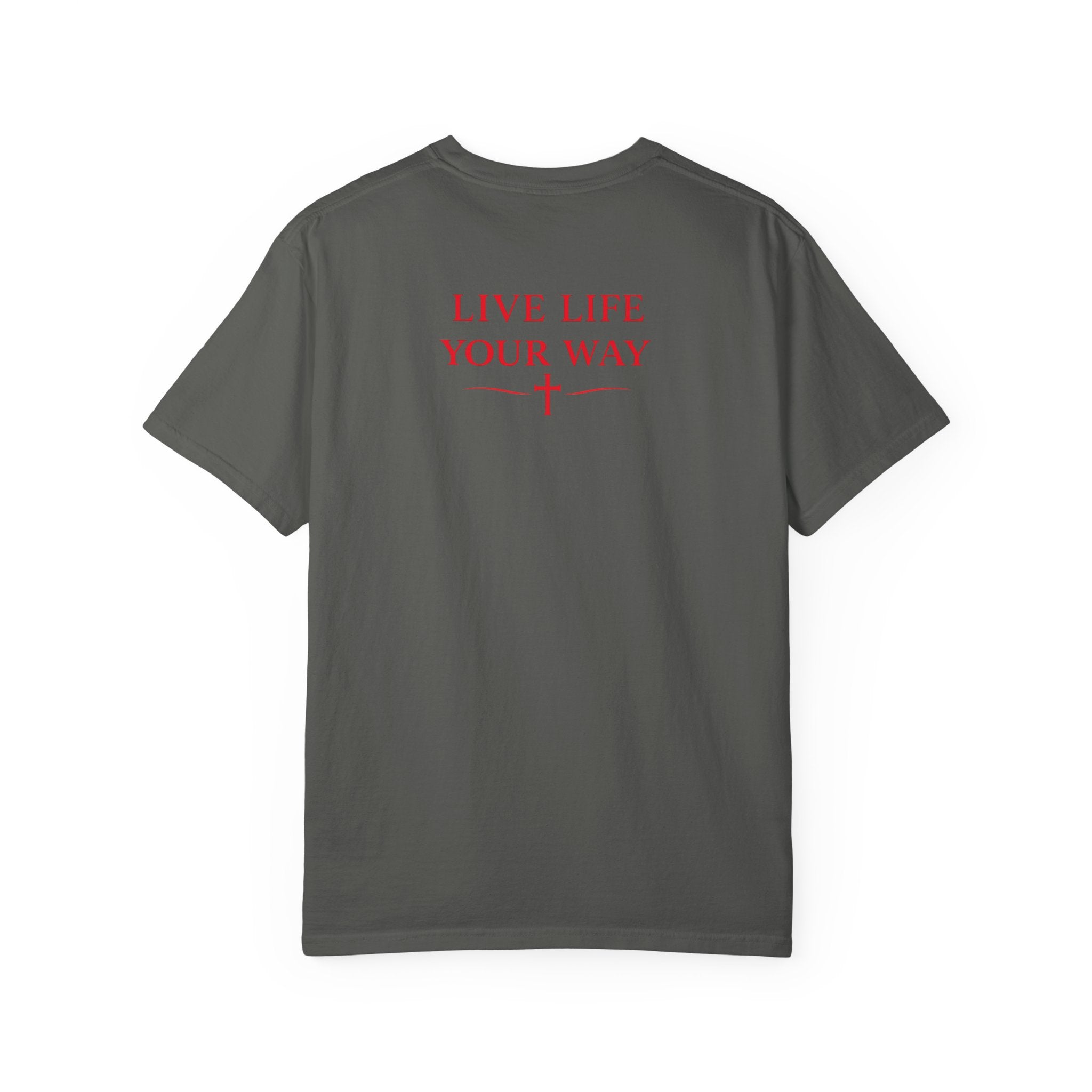 Vive la vida a tu manera, Letras rojas, Camiseta de hombre
