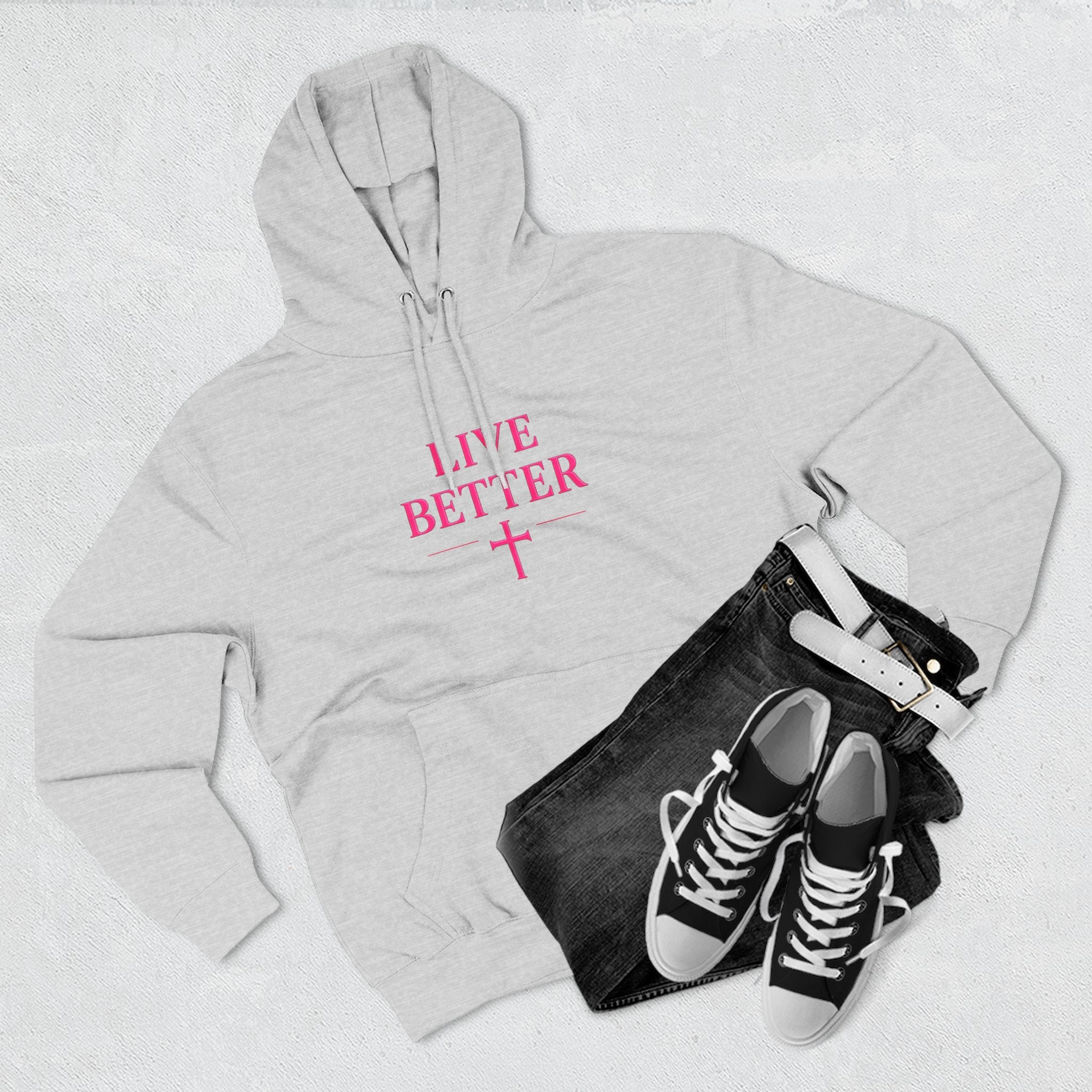 Women's Live Better, "Walk with Faith," Cross Hoodie — Faith-Inspired Inspirational Pullover