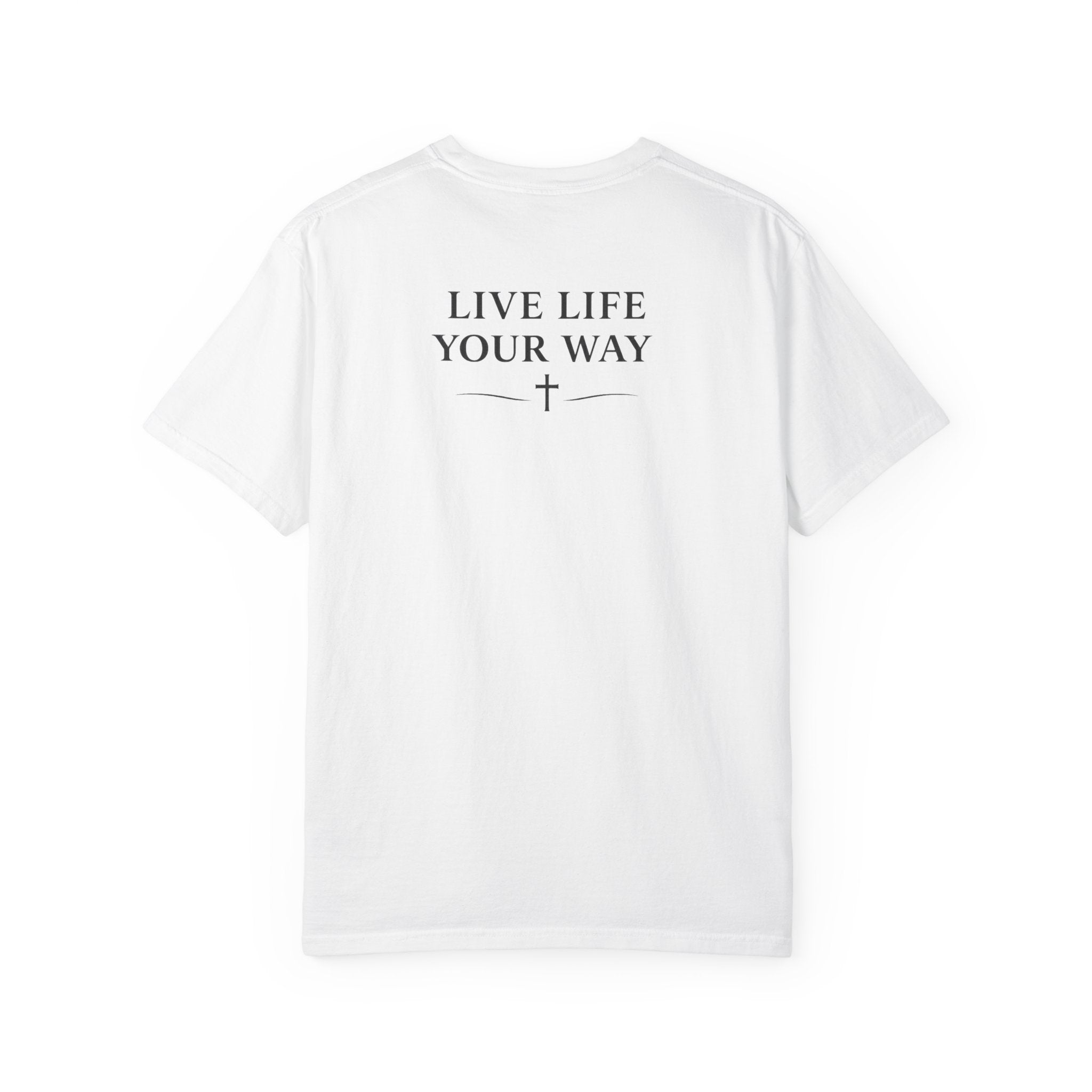Camiseta de hombre, Vive la vida a tu manera, Letras negras,