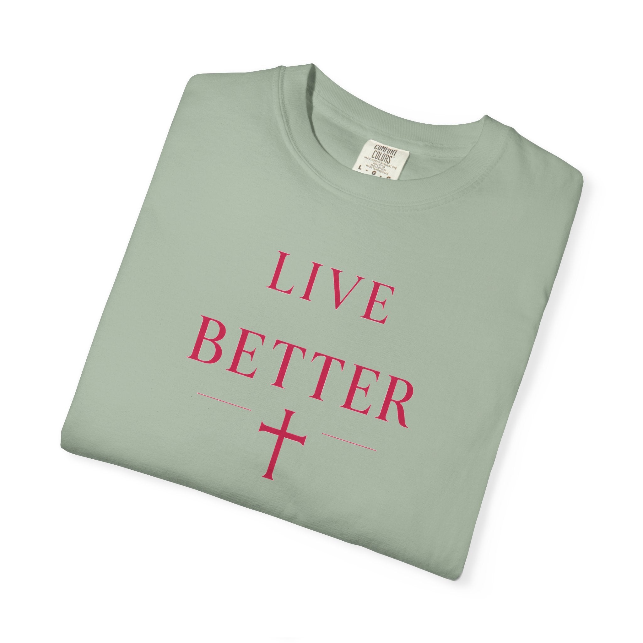Camiseta "Live Better" para hombre - Camiseta inspiradora minimalista con cruz