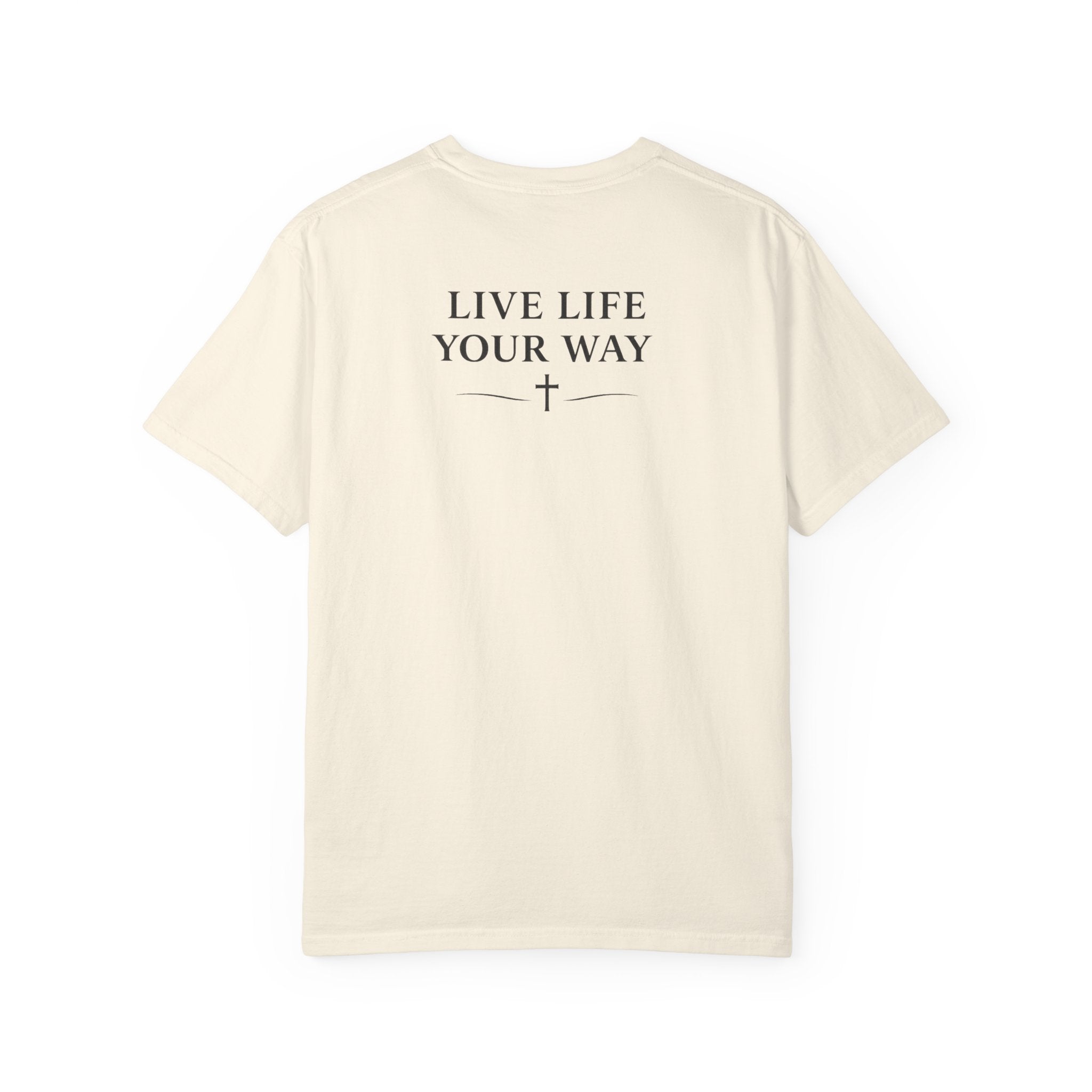 Camiseta de hombre, Vive la vida a tu manera, Letras negras,