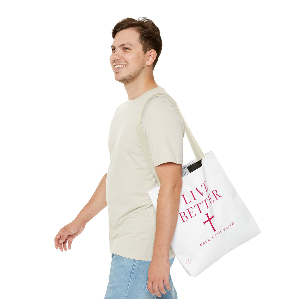 Bolso cruzado Live Better - Tote cristiano inspirador "Camina con fe"