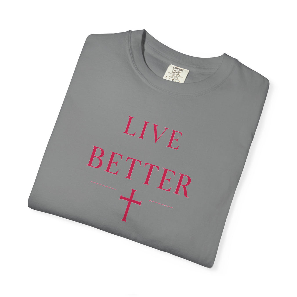 Camiseta "Live Better" para hombre - Camiseta inspiradora minimalista con cruz