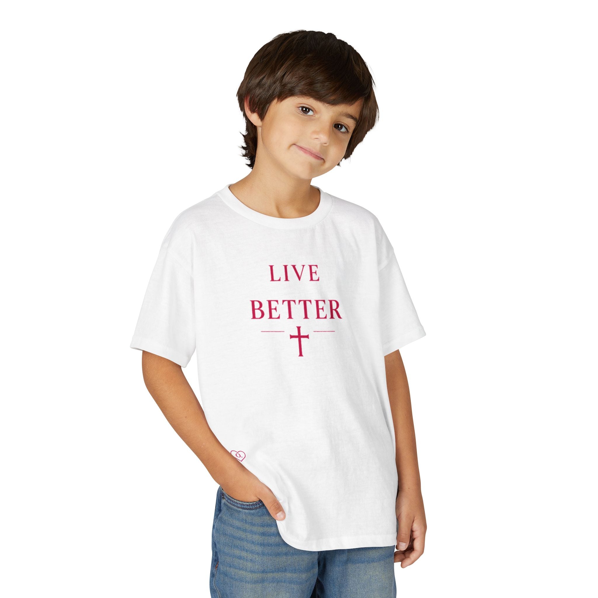 Camiseta juvenil — Camiseta rosa "Vive mejor" de Faith