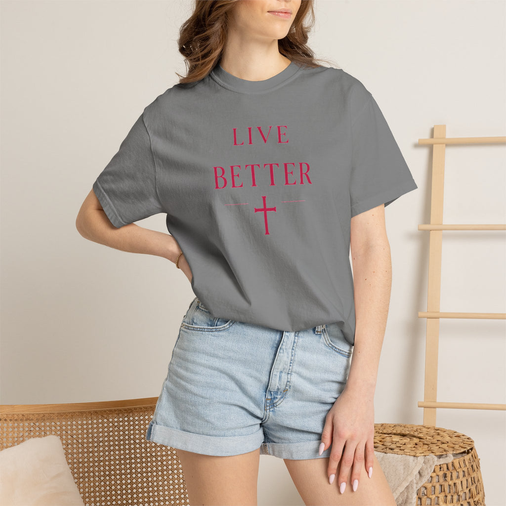 Camiseta "Live Better" para hombre - Camiseta inspiradora minimalista con cruz