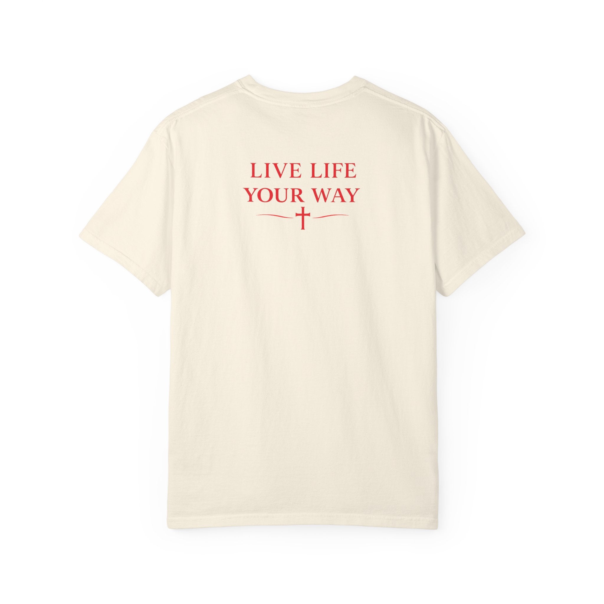 Vive la vida a tu manera, Letras rojas, Camiseta de hombre