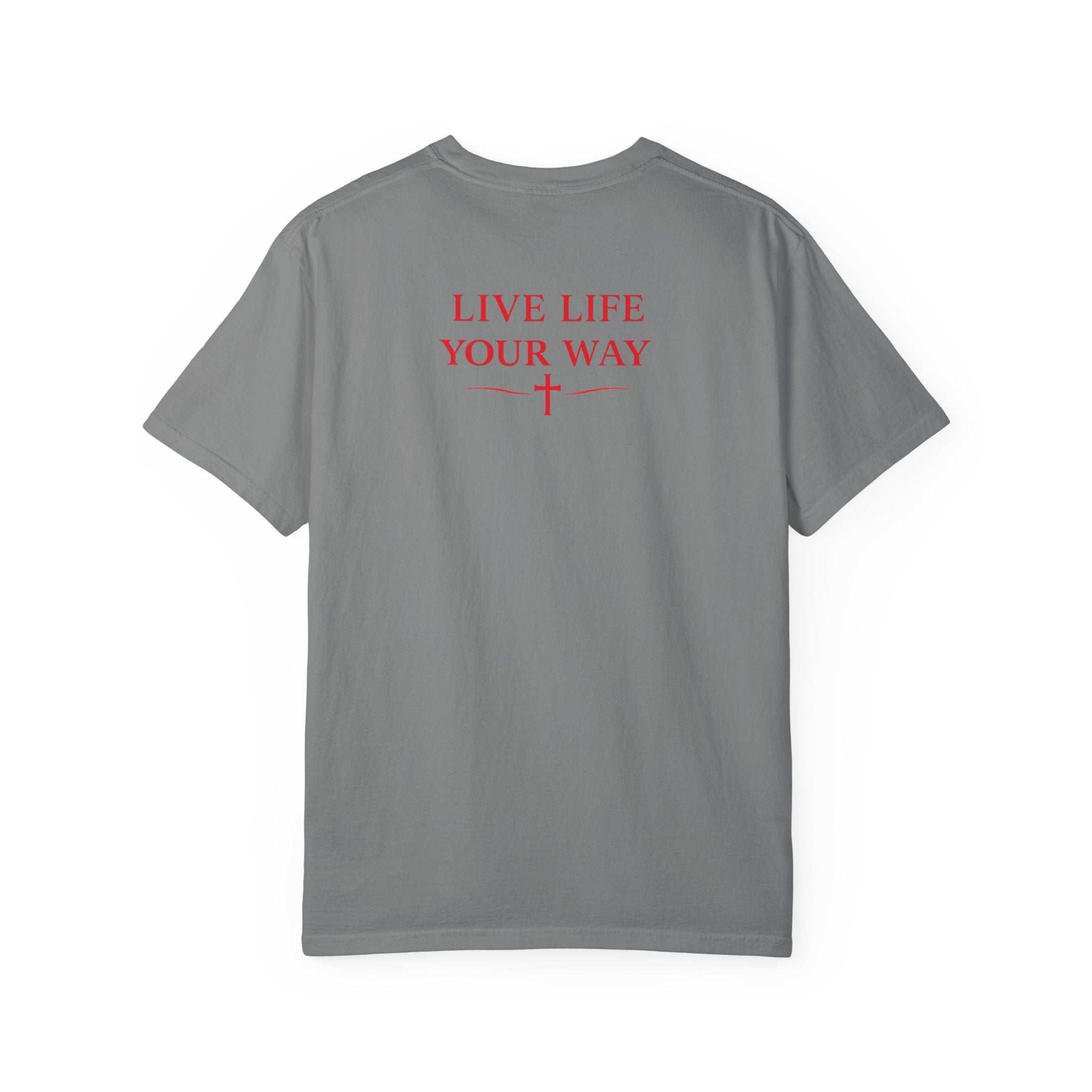 Vive la vida a tu manera, Letras rojas, Camiseta de hombre