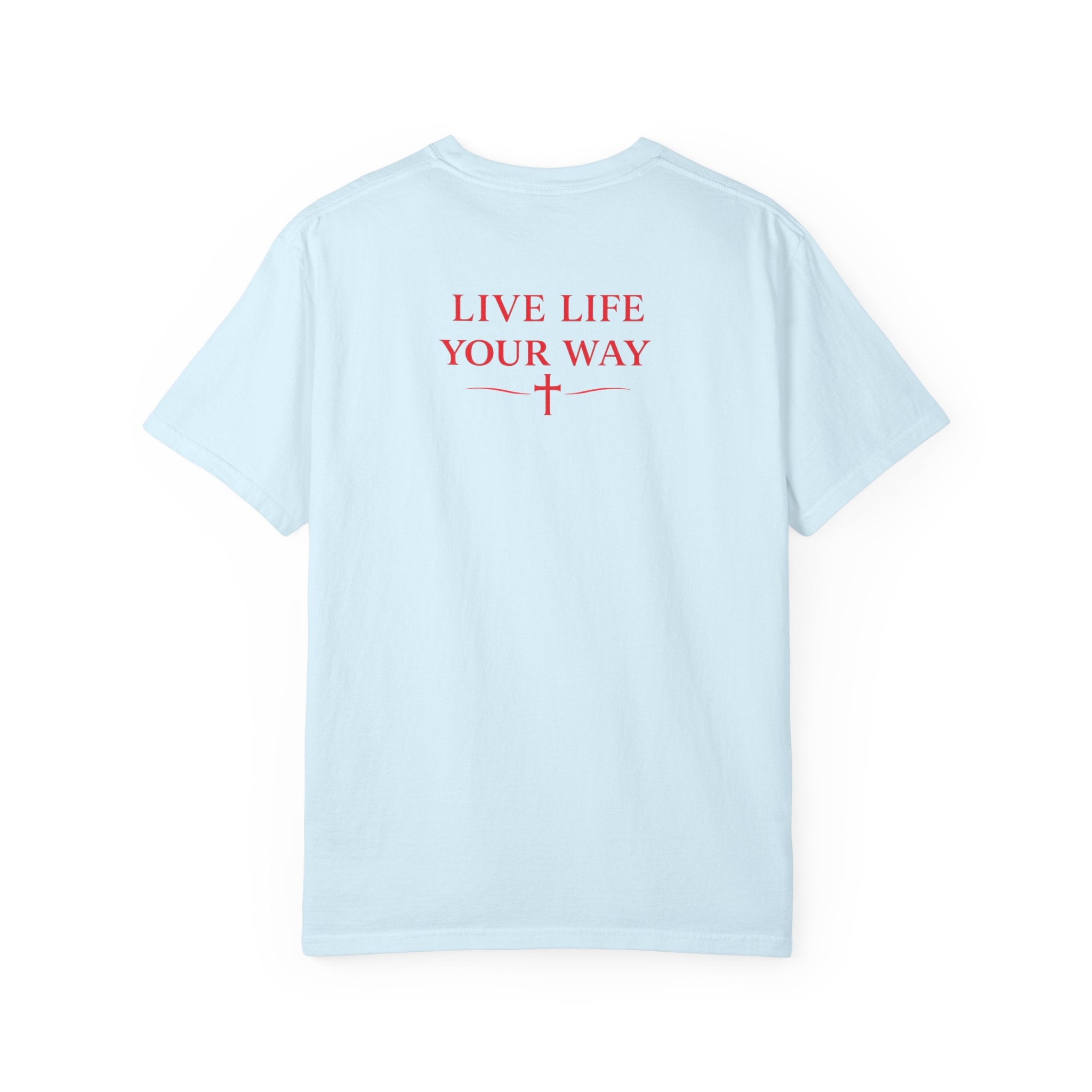 Vive la vida a tu manera, Letras rojas, Camiseta de hombre