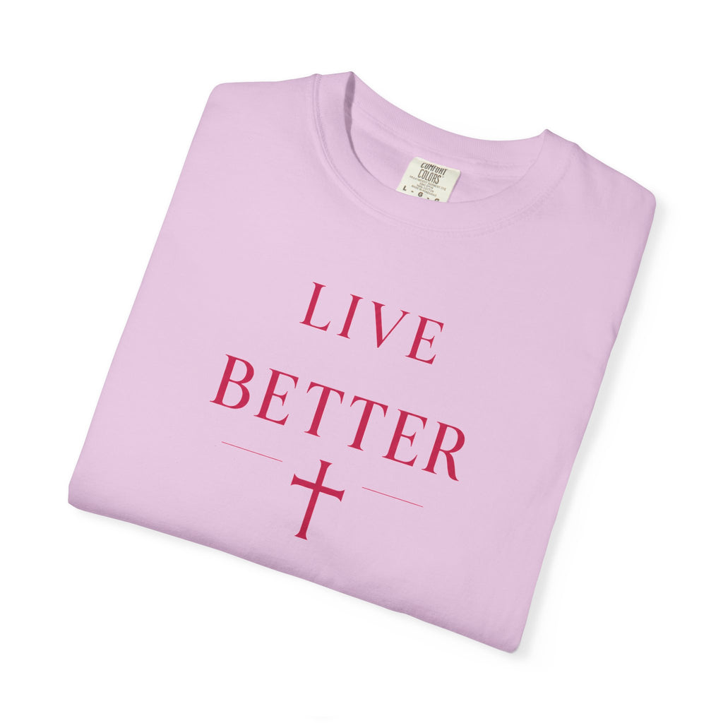 Camiseta "Live Better" para hombre - Camiseta inspiradora minimalista con cruz