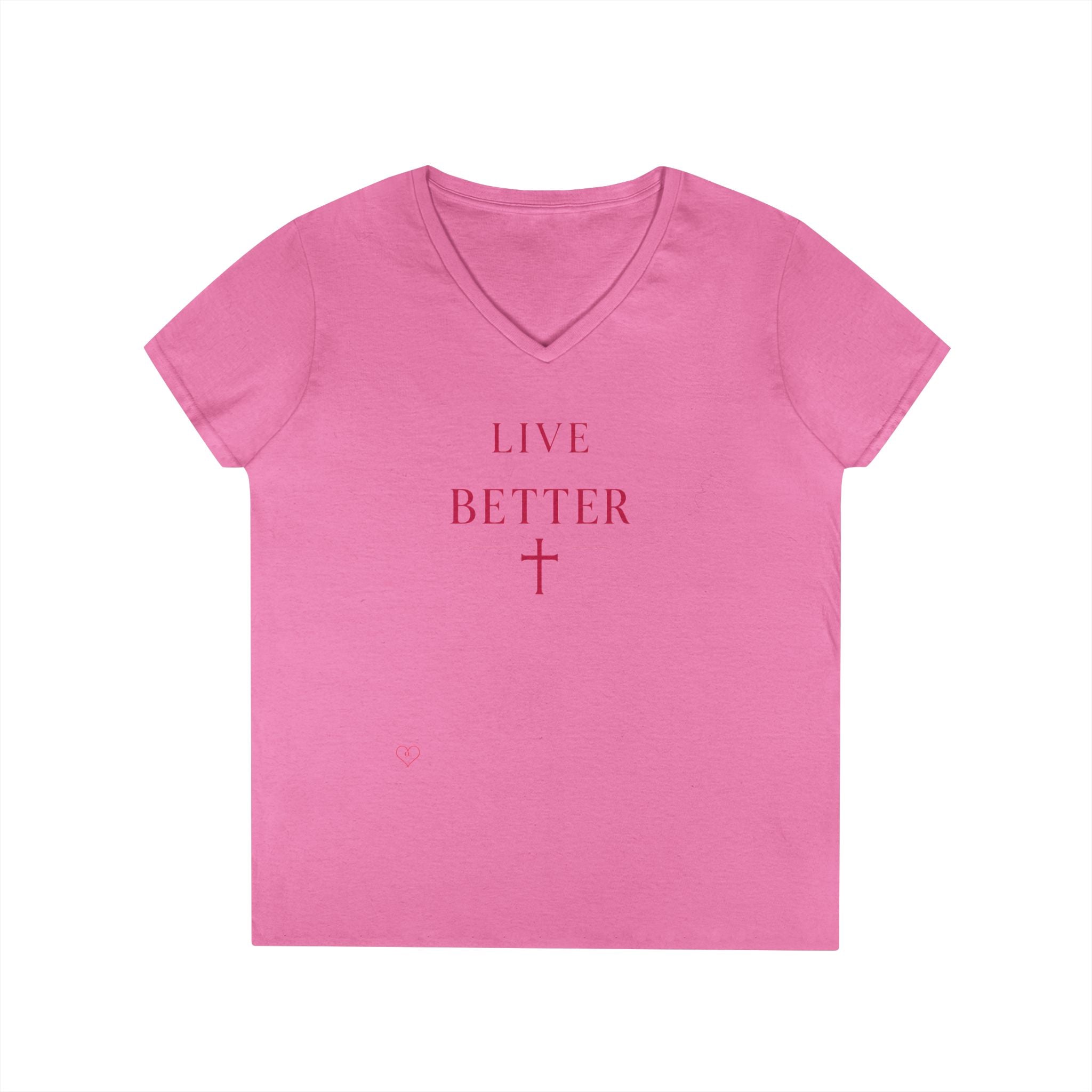Camiseta con cuello en V "Vive Mejor" para mujer — Camiseta cristiana inspiradora femenina con cruz
