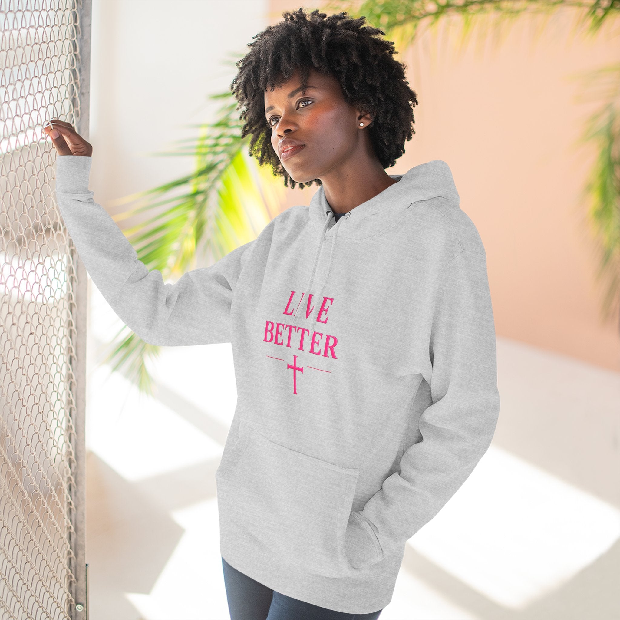 Women's Live Better, "Walk with Faith," Cross Hoodie — Faith-Inspired Inspirational Pullover