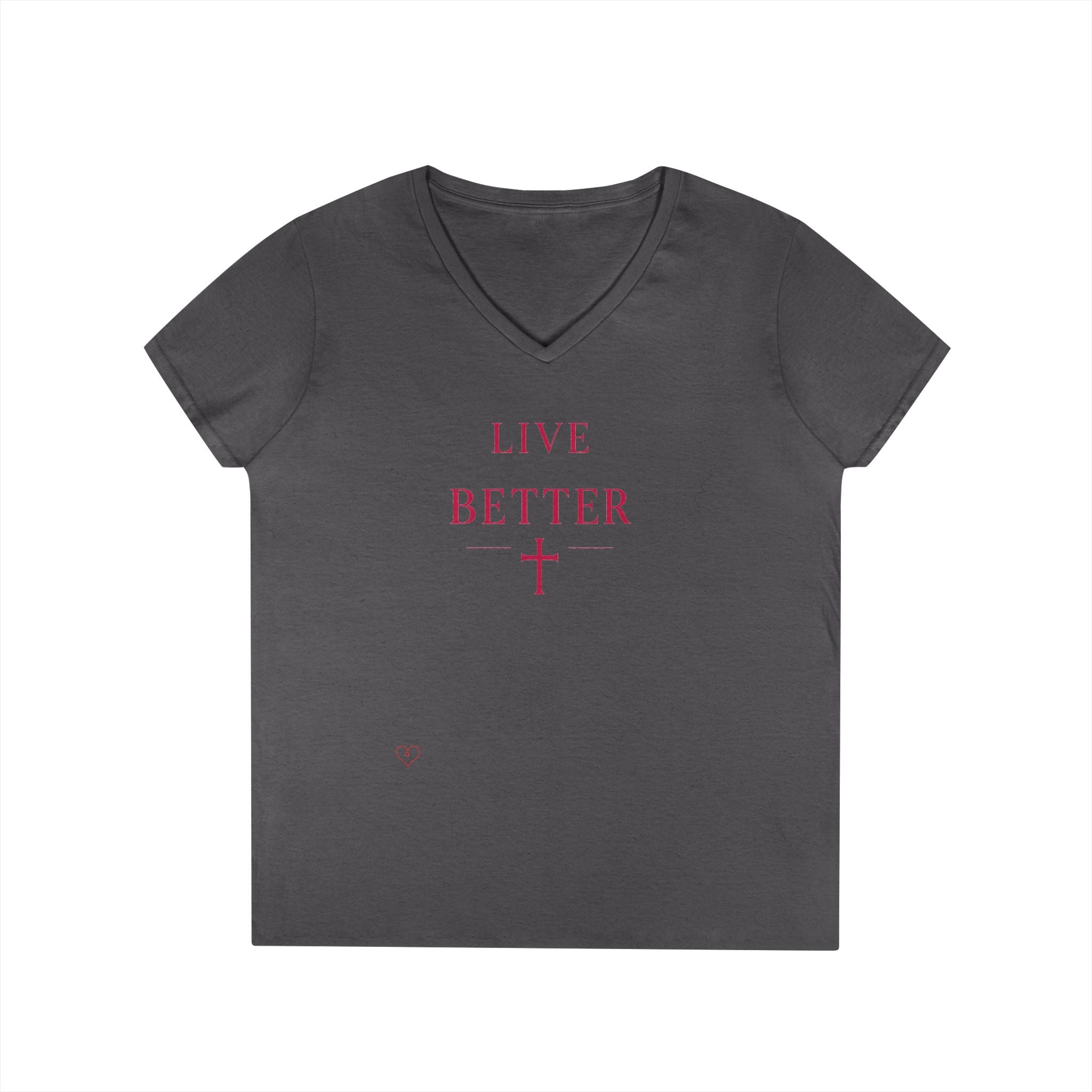 Camiseta con cuello en V "Vive Mejor" para mujer — Camiseta cristiana inspiradora femenina con cruz