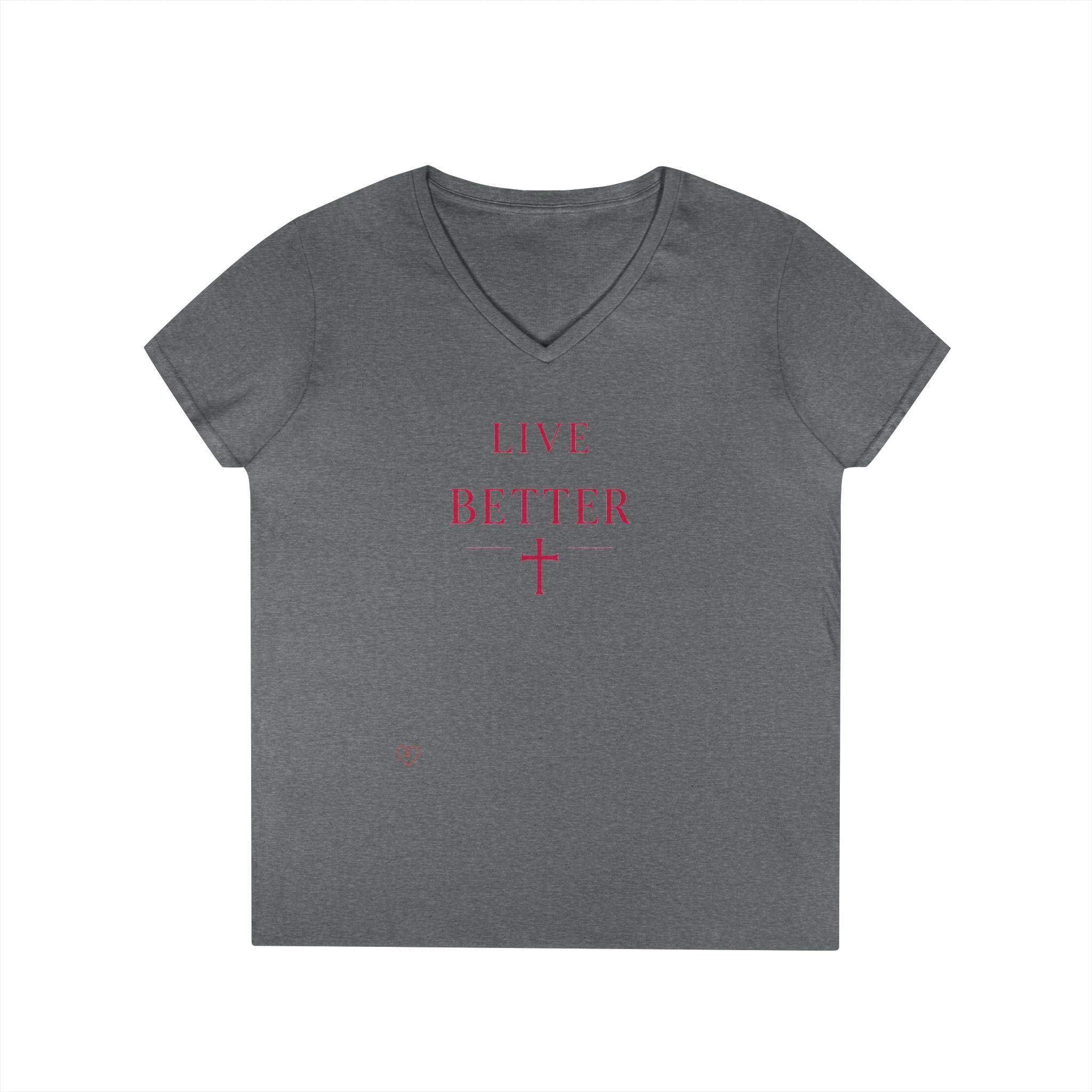 Camiseta con cuello en V "Vive Mejor" para mujer — Camiseta cristiana inspiradora femenina con cruz