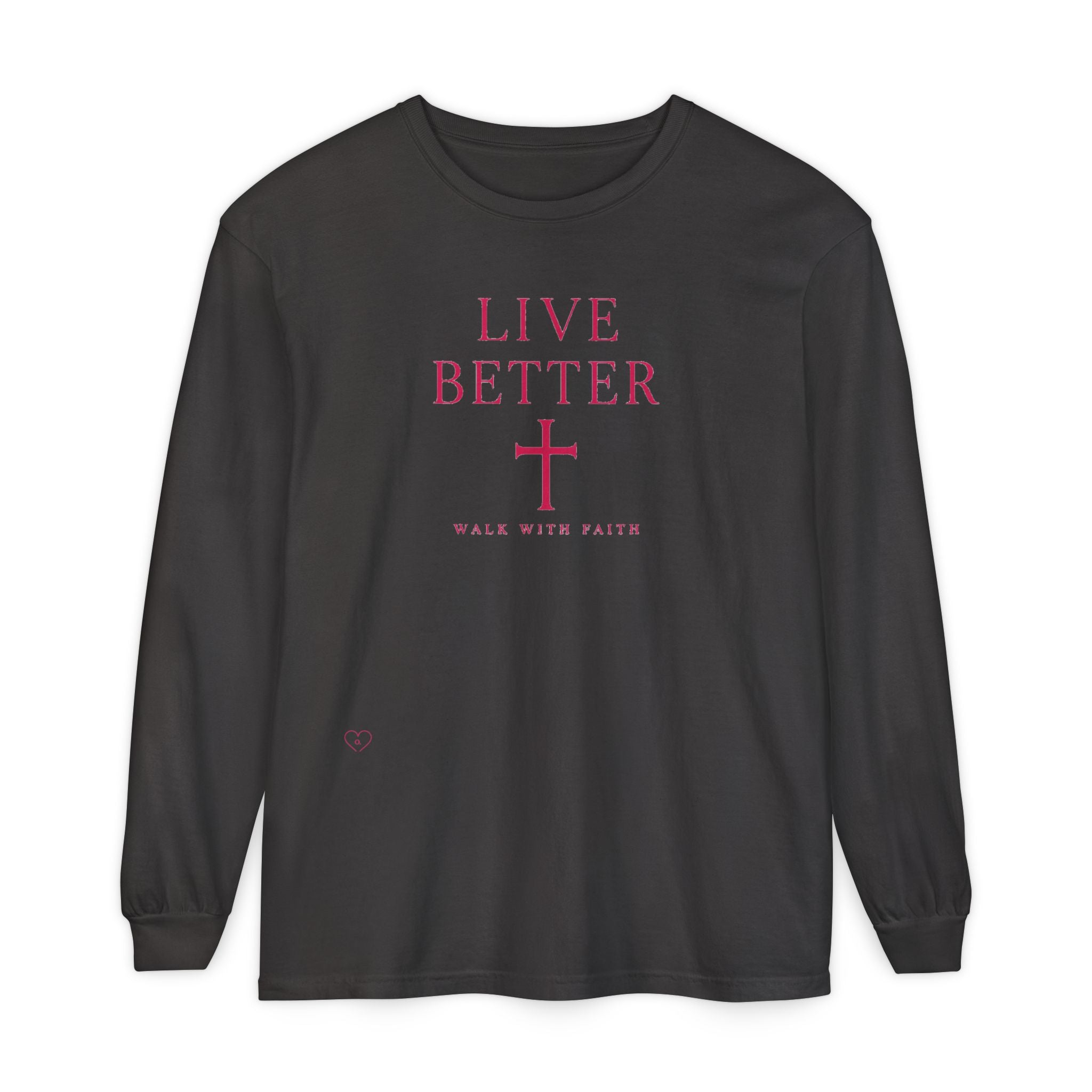 Camiseta de manga larga unisex con cruz "Vive Mejor" — Camiseta cristiana "Camina con fe"