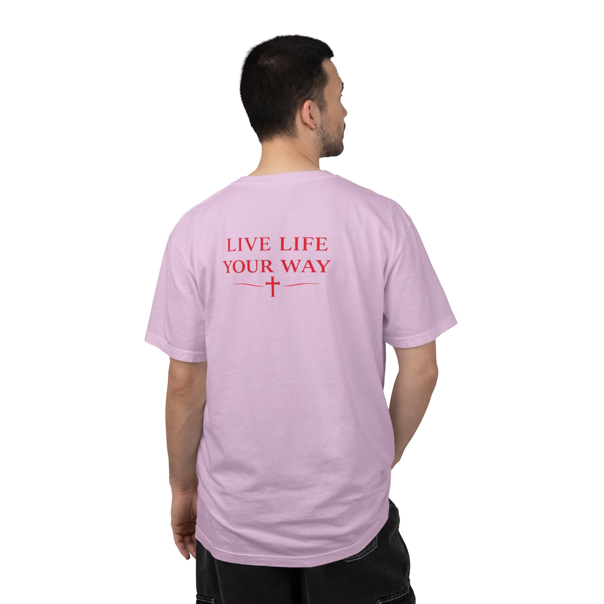 Vive la vida a tu manera, Letras rojas, Camiseta de hombre