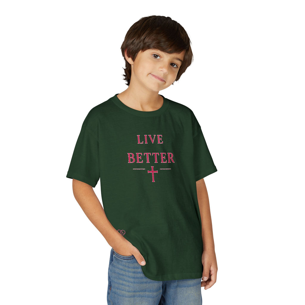 Camiseta juvenil — Camiseta rosa "Vive mejor" de Faith