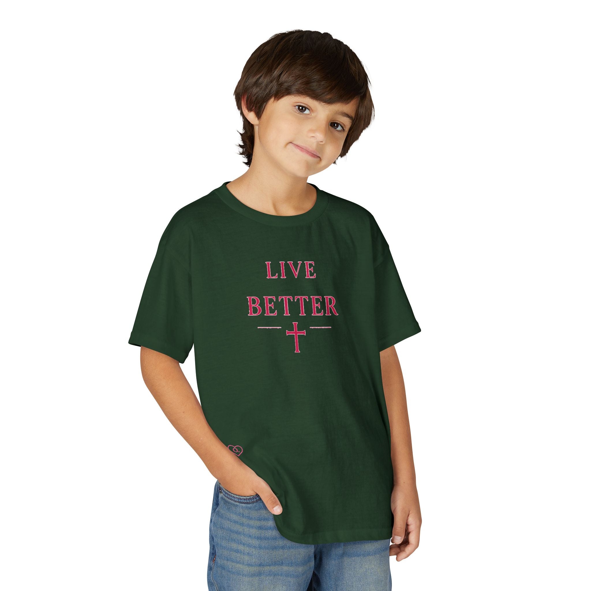 Camiseta juvenil — Camiseta rosa "Vive mejor" de Faith