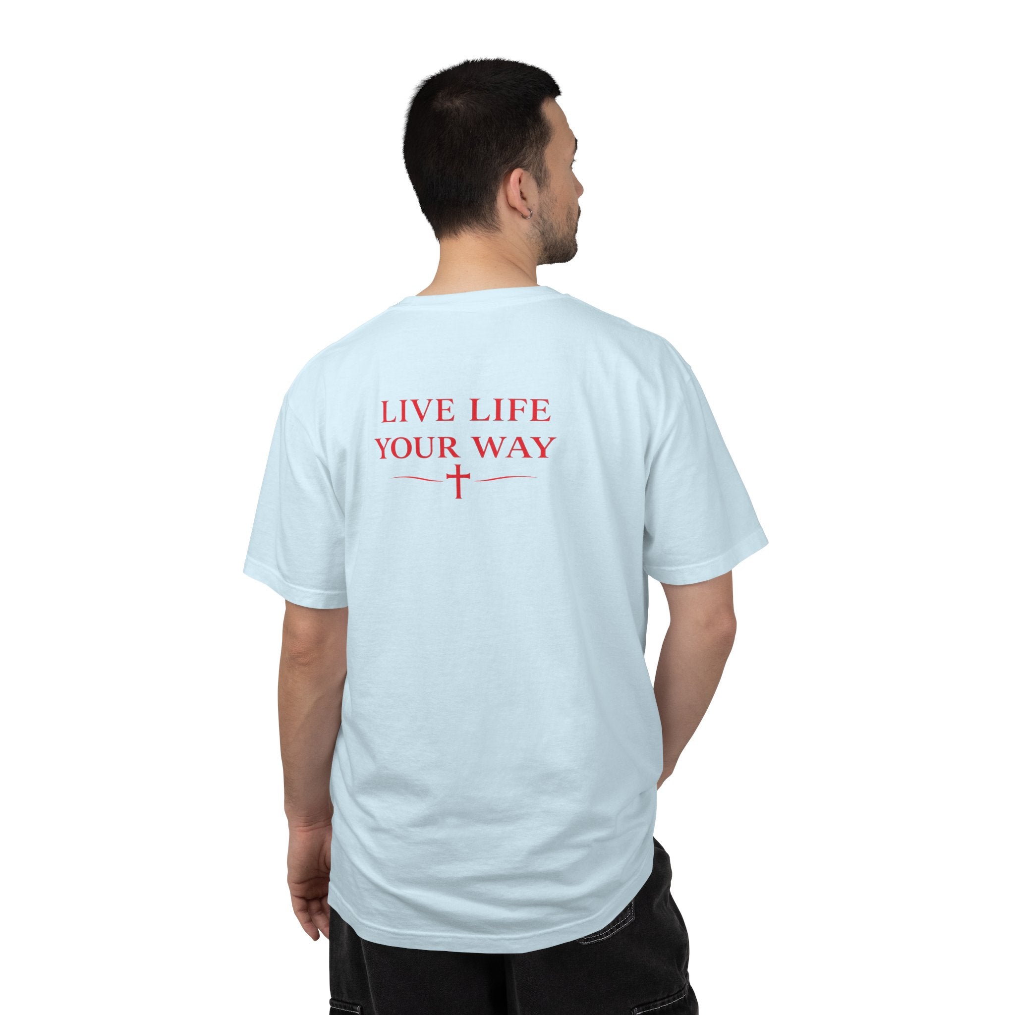 Vive la vida a tu manera, Letras rojas, Camiseta de hombre