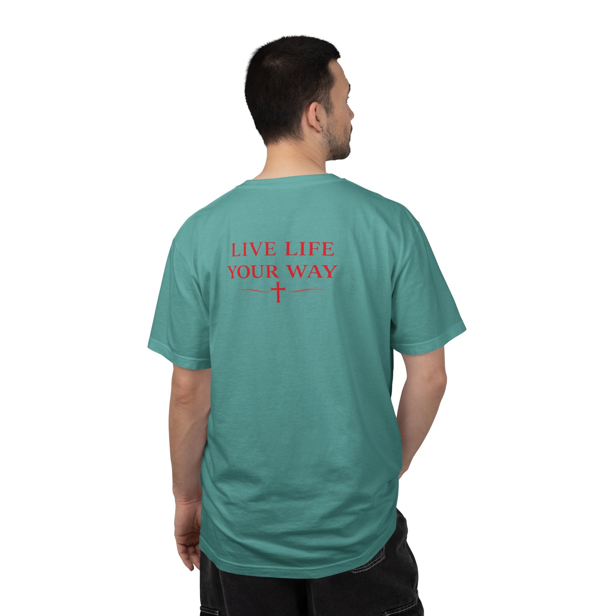 Vive la vida a tu manera, Letras rojas, Camiseta de hombre