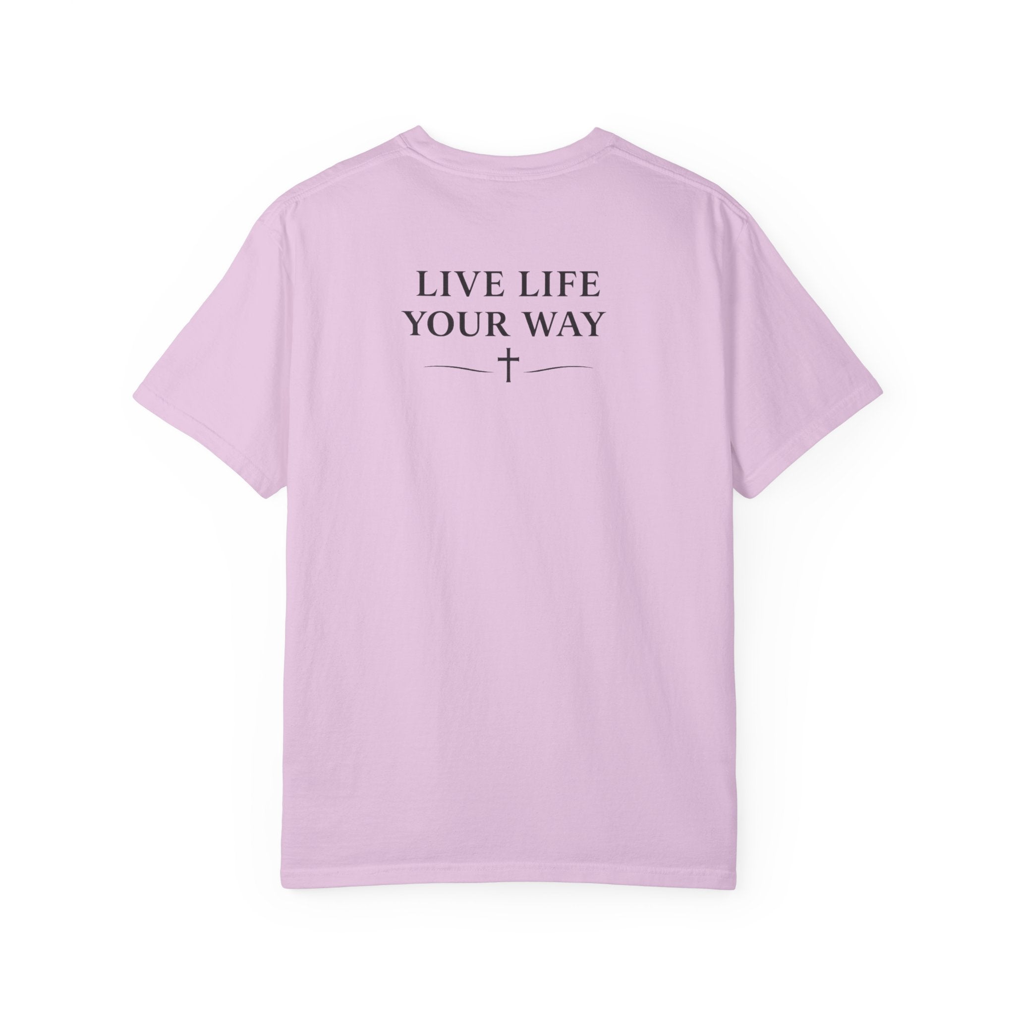 Camiseta de hombre, Vive la vida a tu manera, Letras negras,