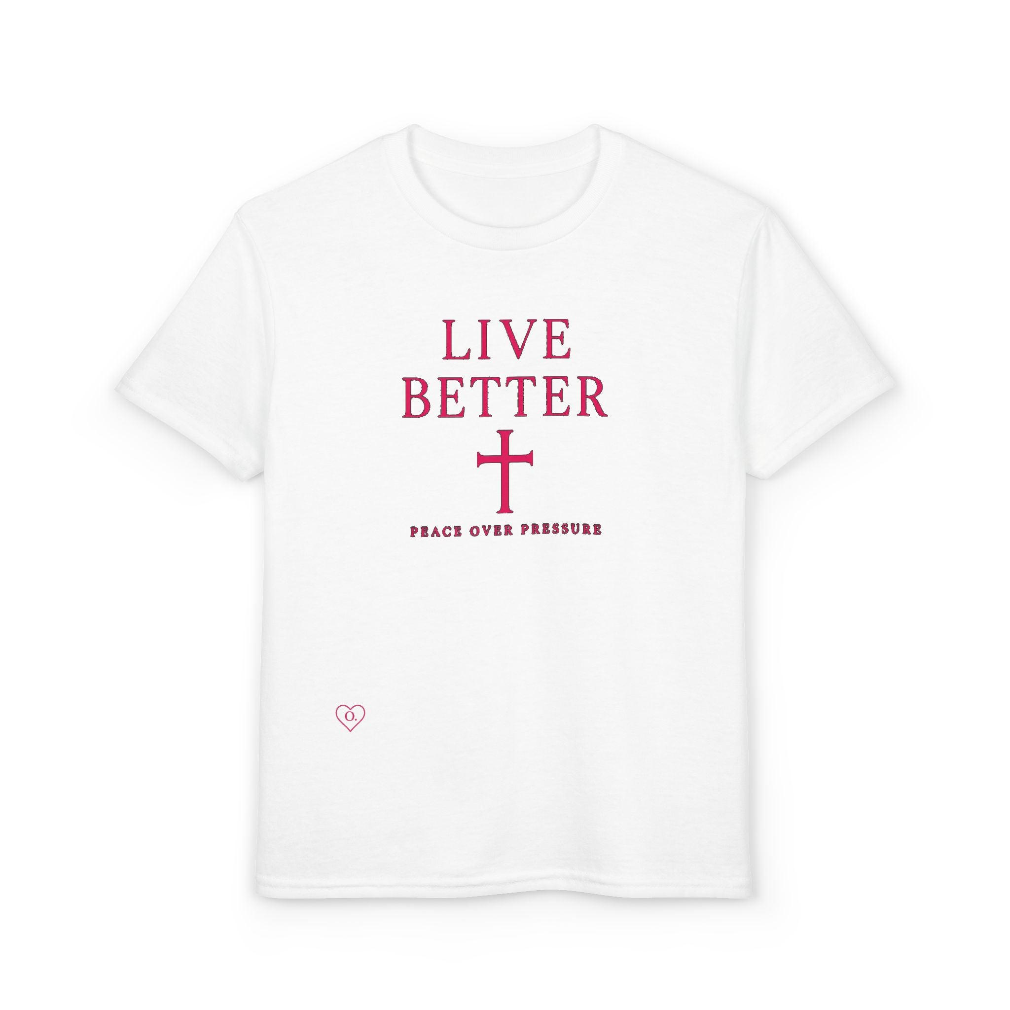 Camiseta juvenil "Vive mejor la paz que la presión" - Pink Faith