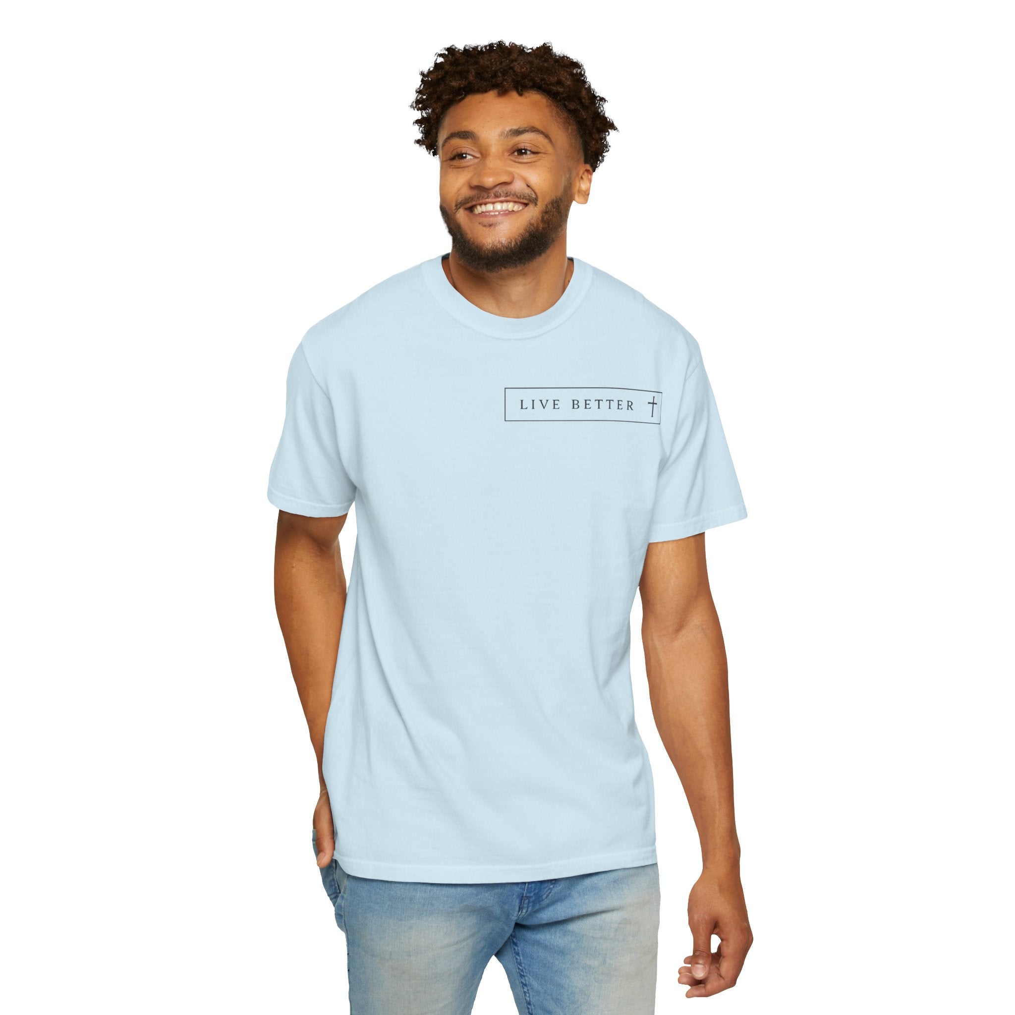 Camiseta de hombre, Vive la vida a tu manera, Letras negras,