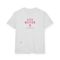 Camiseta juvenil — "Vive mejor, camina con fe" - Camiseta rosa con el lema "Fe"