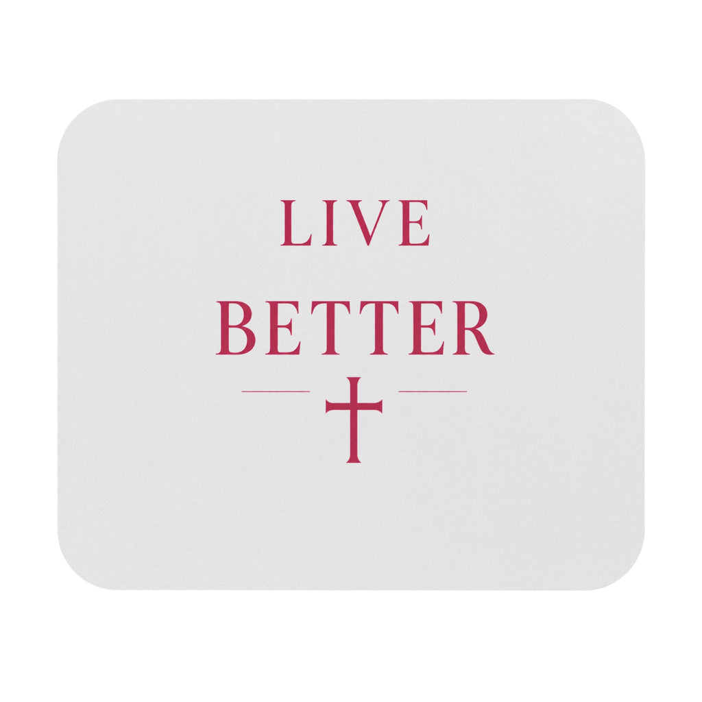 Alfombrilla de ratón inspiradora "Vive Mejor" — Alfombrilla de escritorio minimalista con cruz cristiana