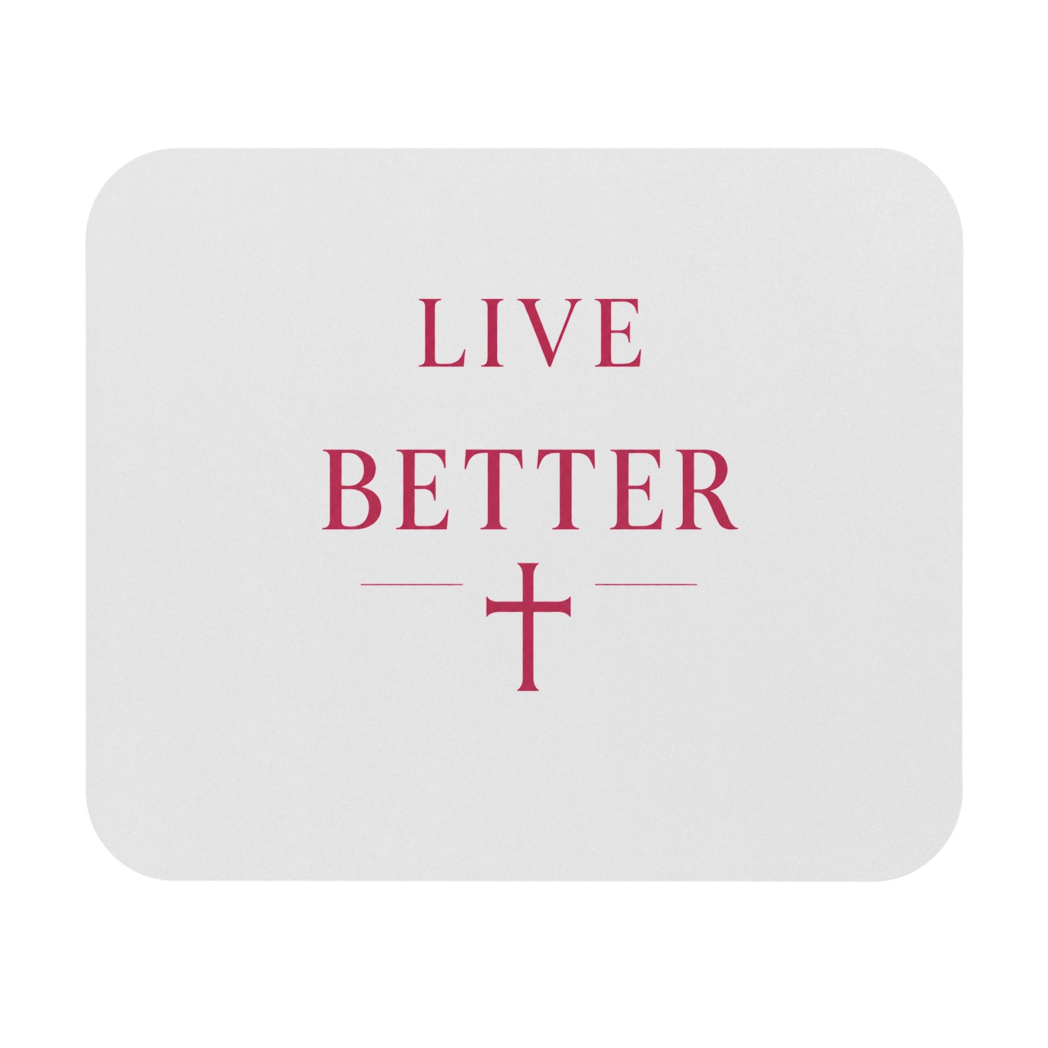 Alfombrilla de ratón inspiradora "Vive Mejor" — Alfombrilla de escritorio minimalista con cruz cristiana